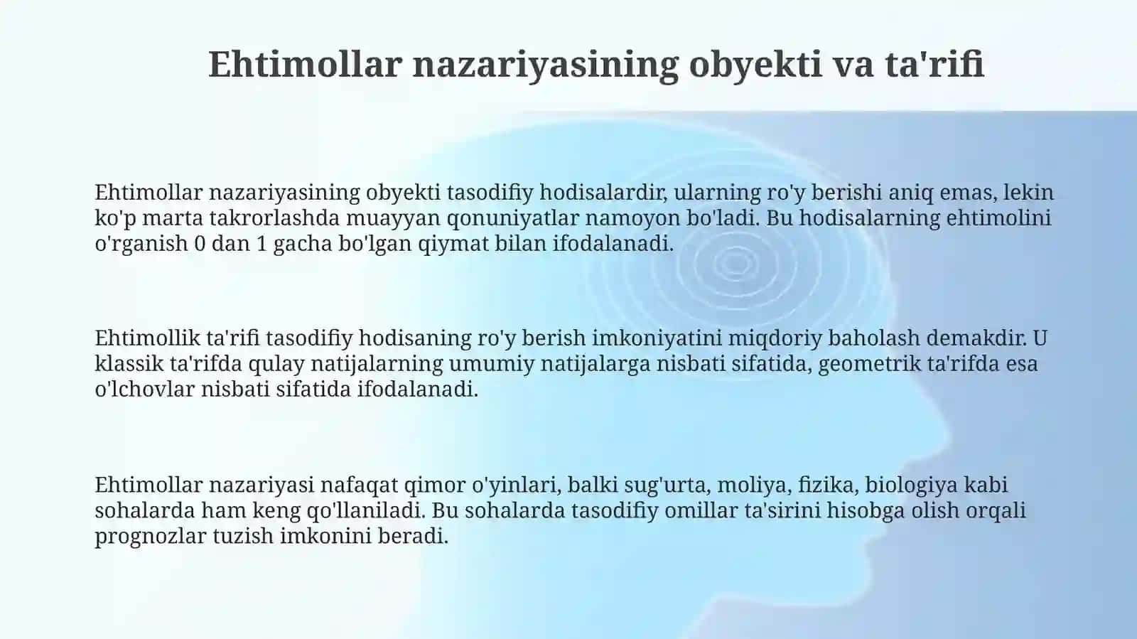 Ehtimollar nazariyasi predmeti. Qisqacha tarixiy ma’lumotlar 3