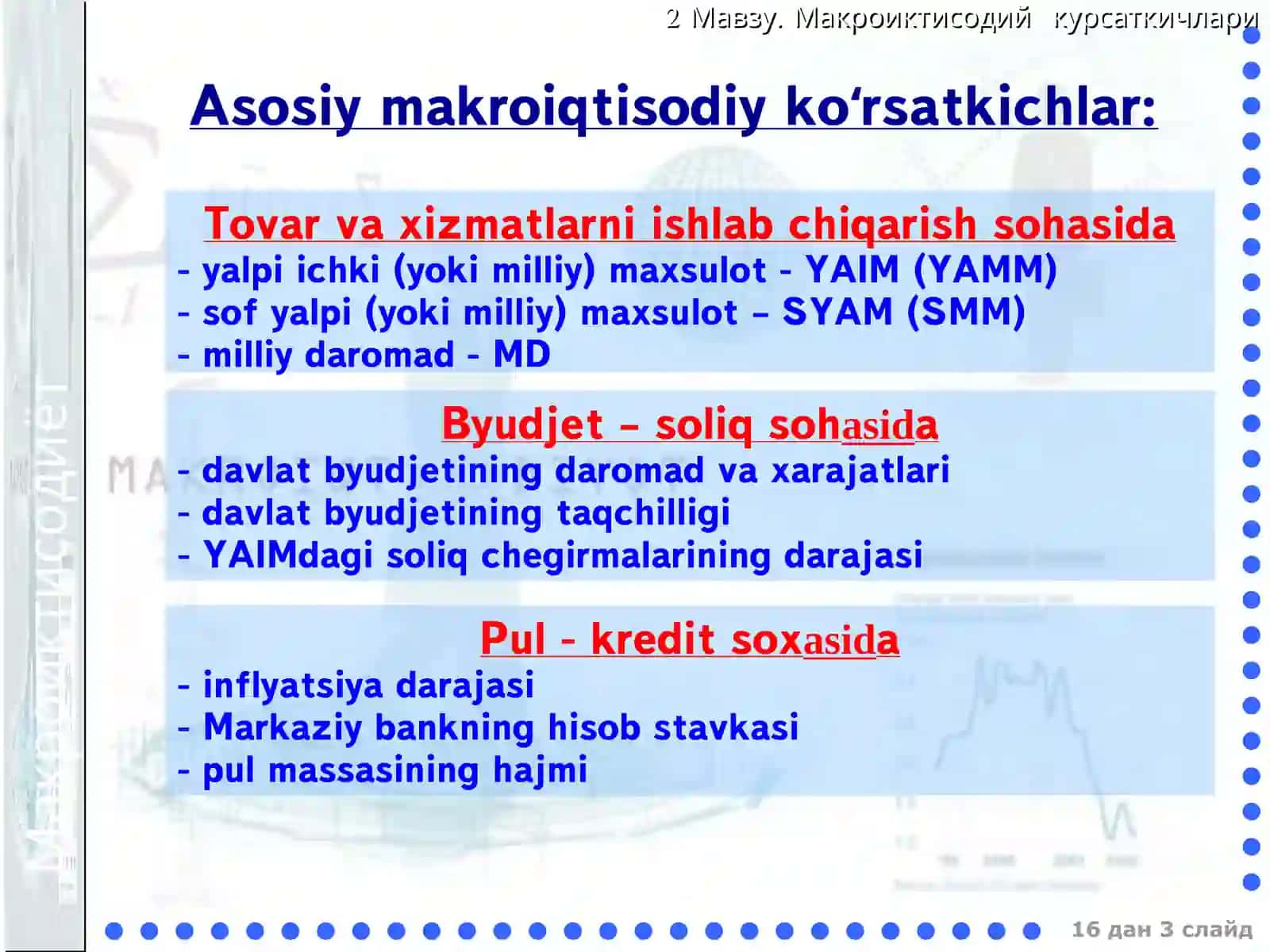 Milliy hisobchilik va makroiqtisodiy ko’rsatkichlar 3