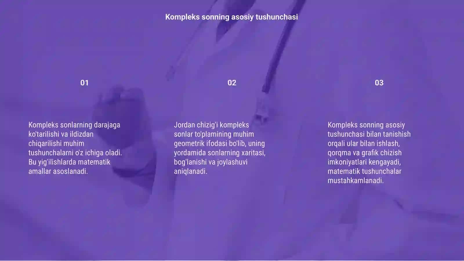 Kompleks sonning darajaga ko'tarish va ildizdan chiqarish 3