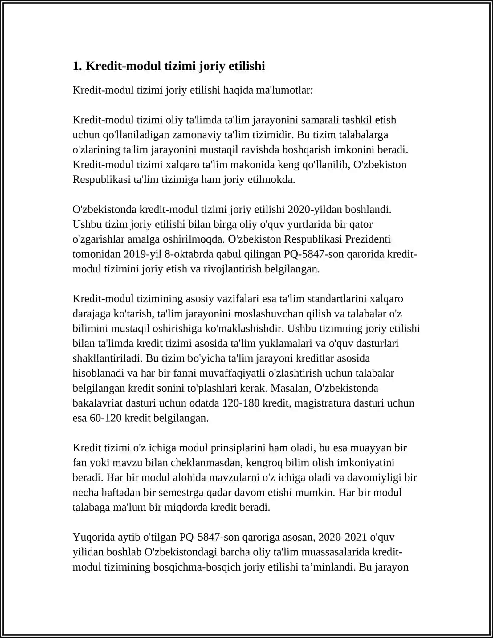 OLIY TAʼLIM TIZIMIDAGI OʻZGARISHLAR, ISLOXATLAR 3