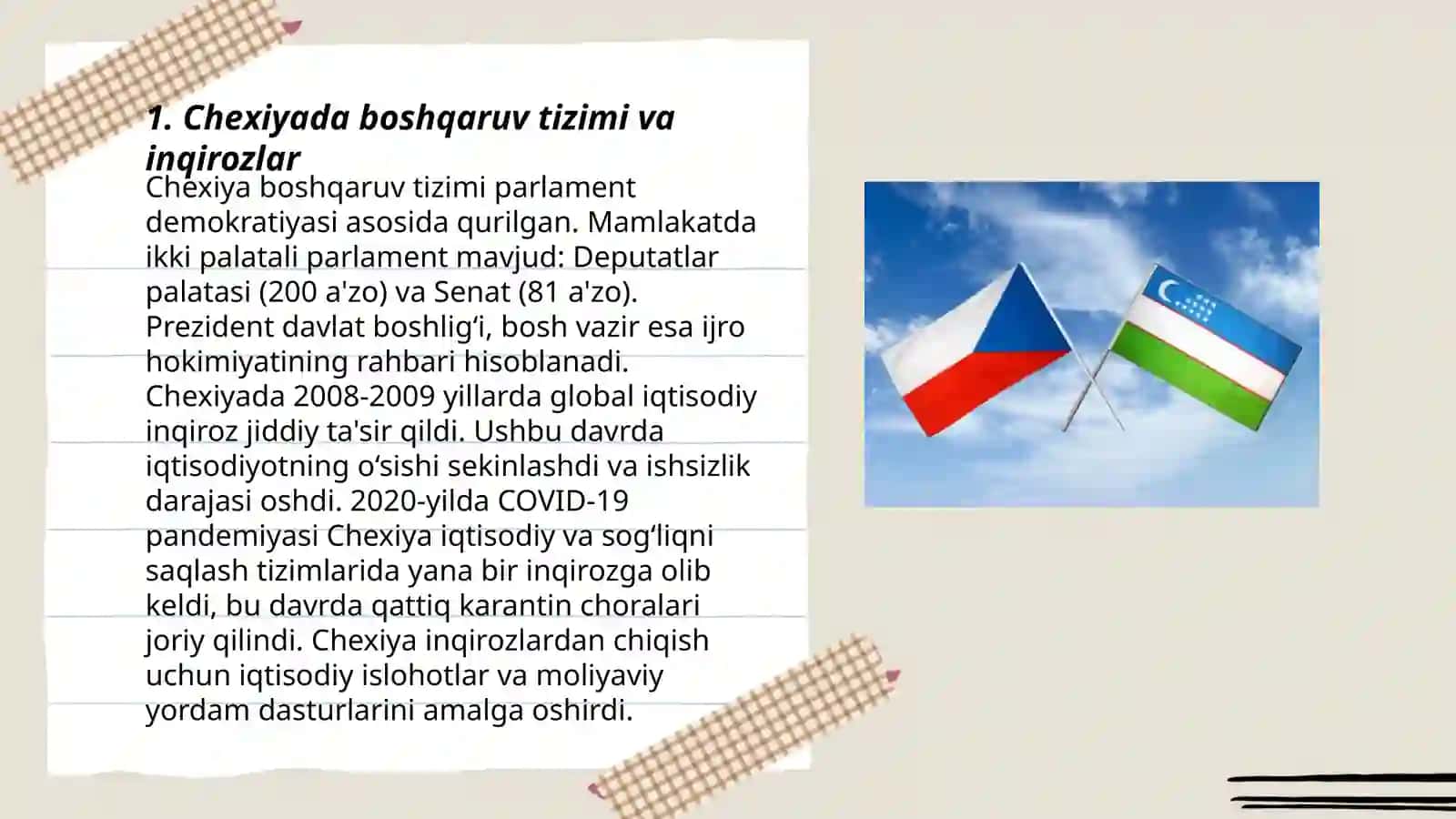 Chexiyada boshqaruv tizimi va inqirozlar 3