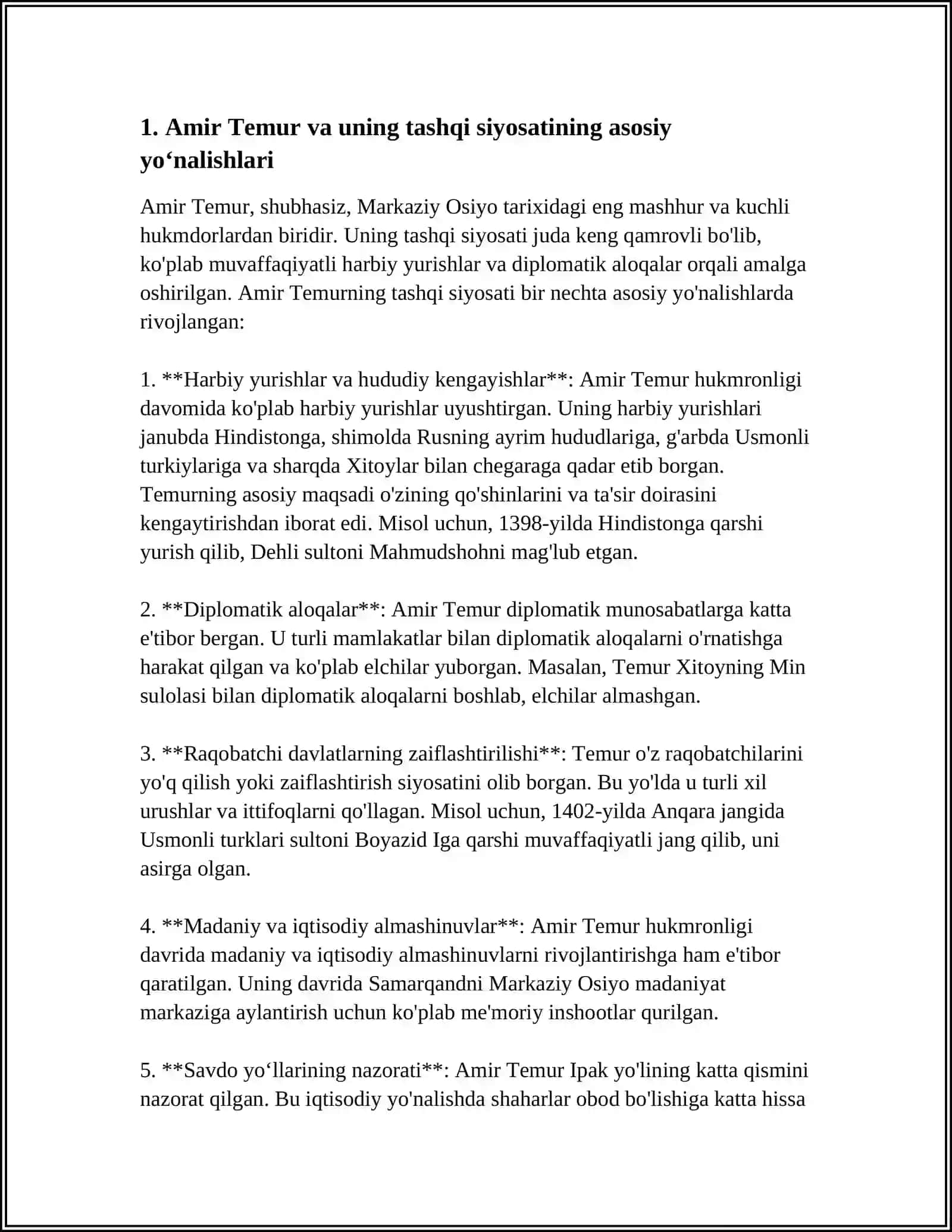 AMIR TEMUR VA TEMURIYLAR DAVRIDA TASHQI SIYOSAT 3