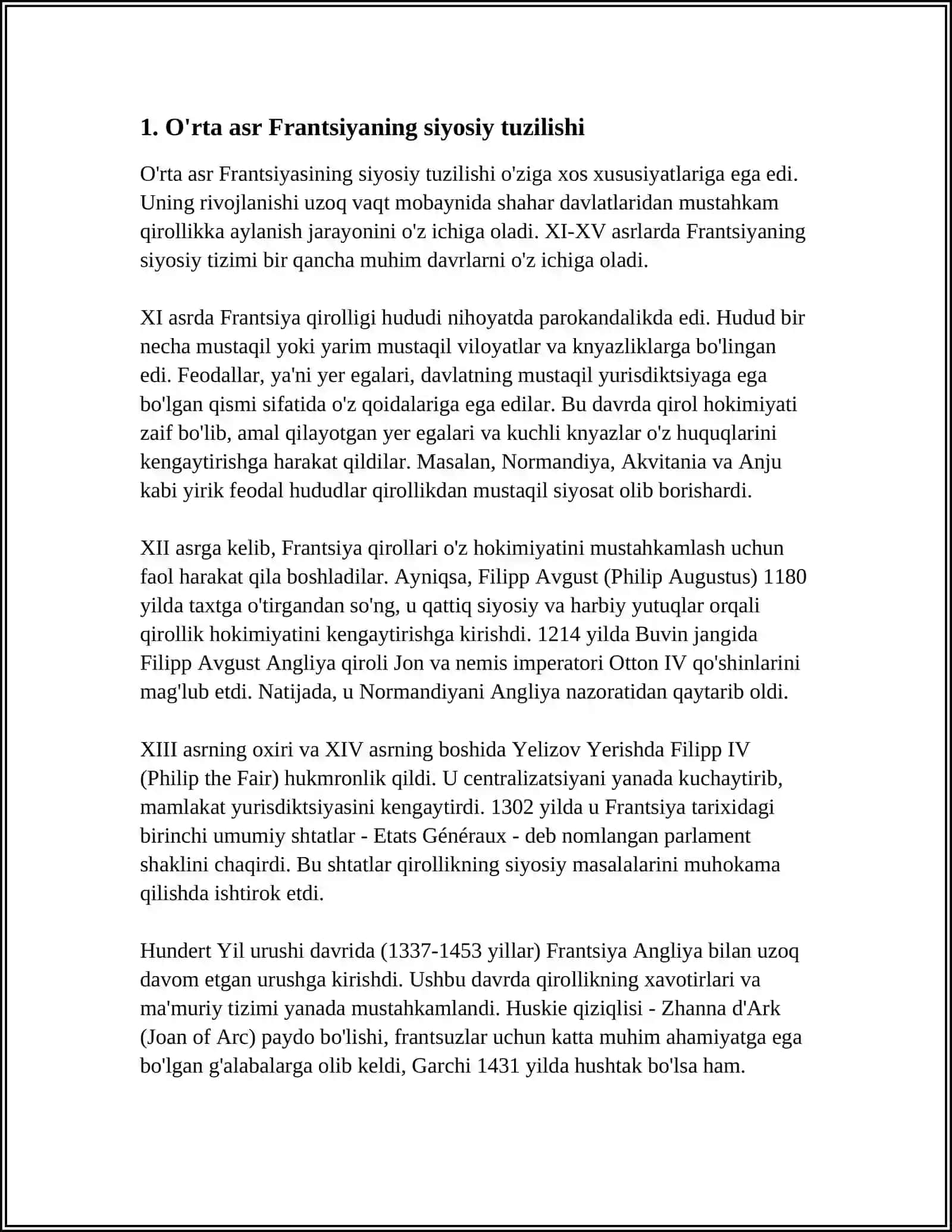 O‘RTA ASR FRANSIYA DAVLATI VA HUQUQI 3