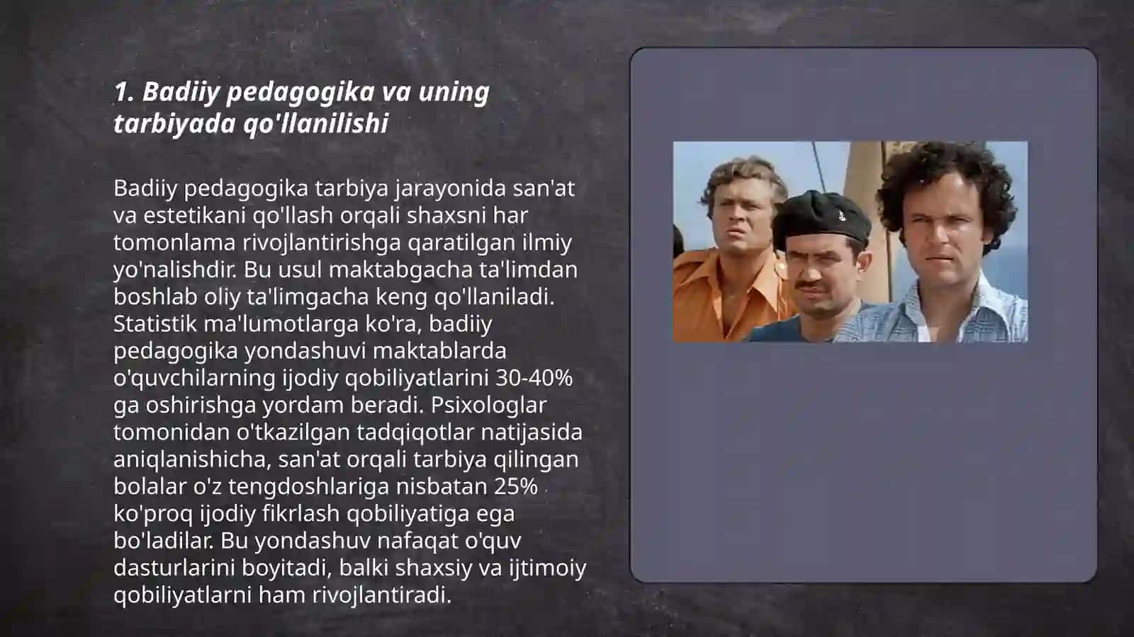 Tarbiya fanini o'qitishda badiy va teatr pedagogika imkonyatlaridan foydalanish 3