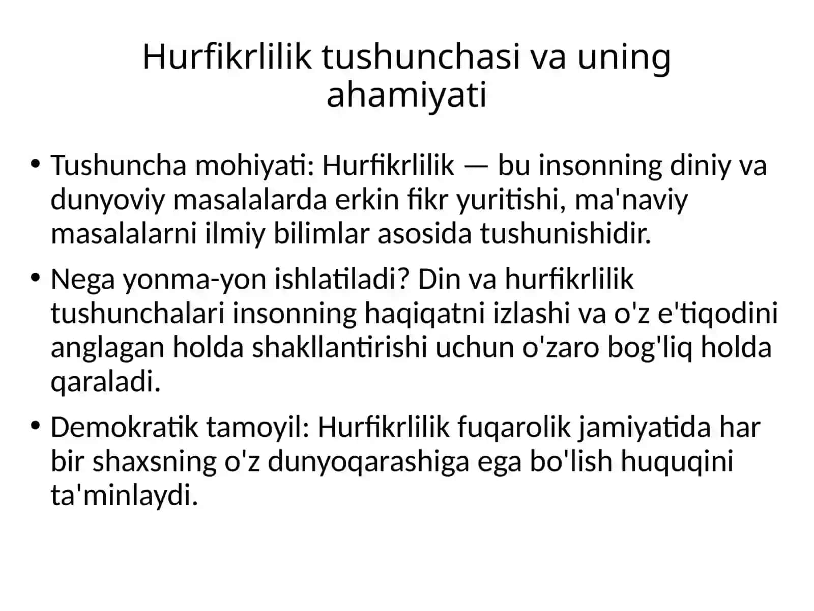 Dinning ijtimoiy mohiyati hamda Berdyayev va G‘azzoliy g‘oyalari orqali hurfikrlilik tushunchasini tahlil qilish 3