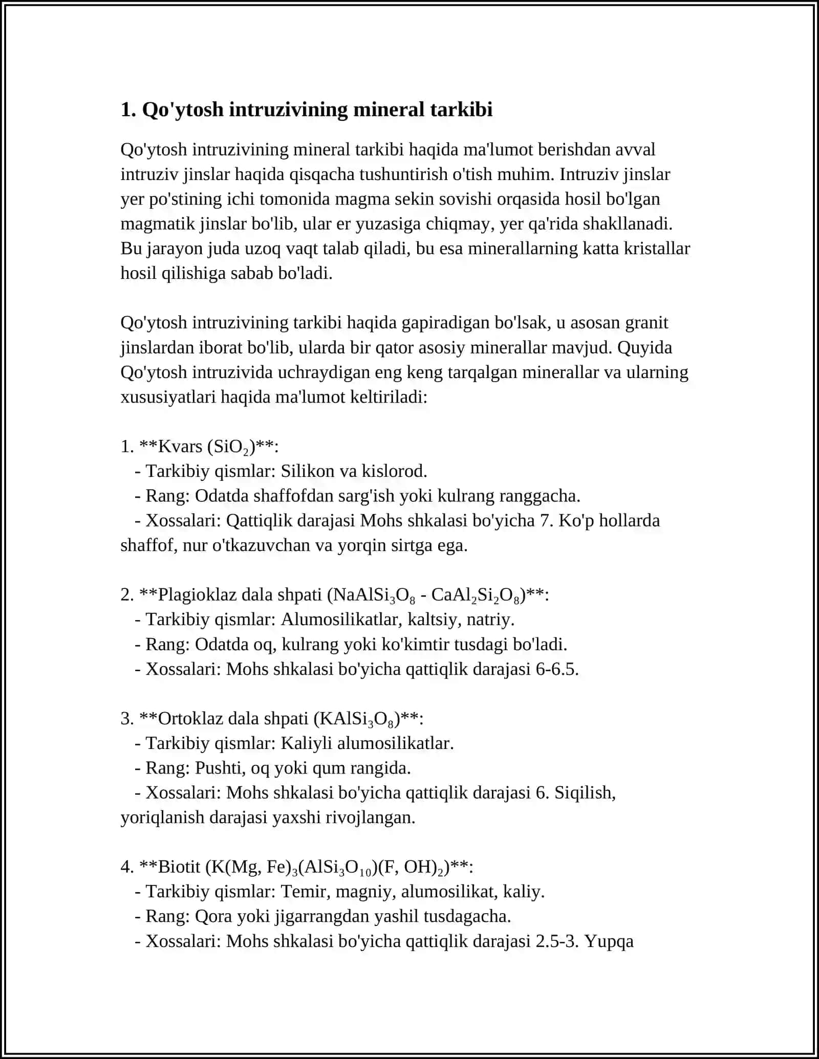 QO'YTOSH INTRUZIVINING PETROGRAFIK XUSUSIYATLARI 3