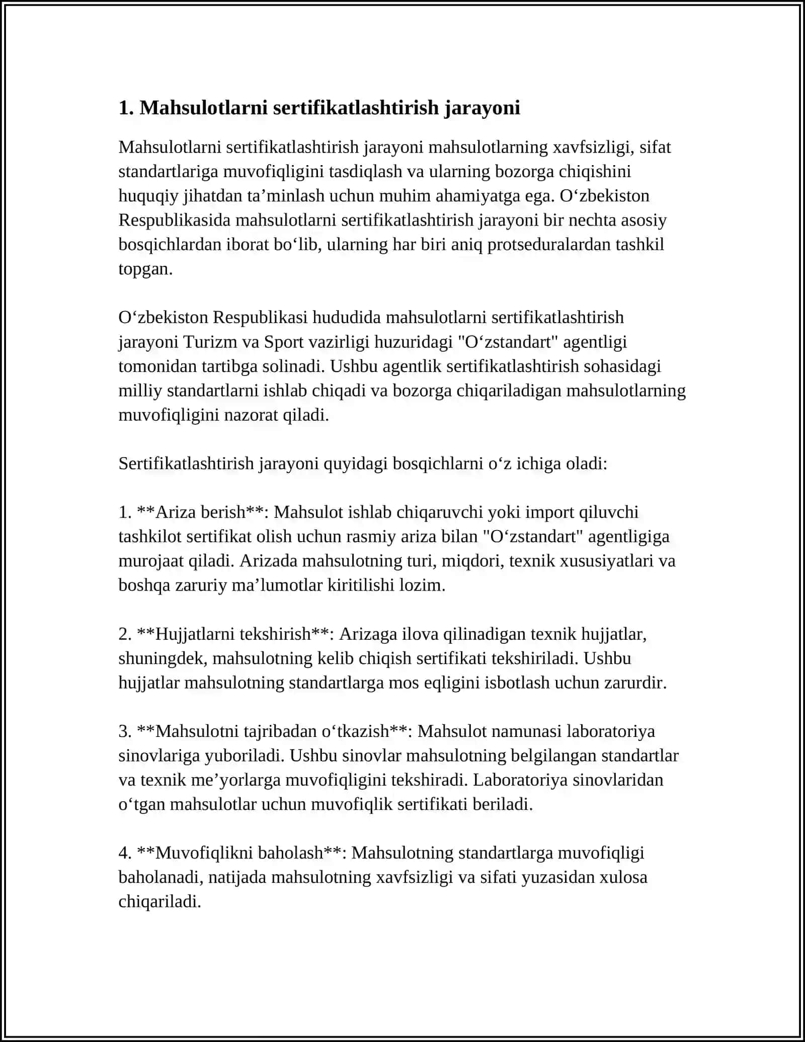 MAXSULOTLARNI SERTIFIKATLASHTIRISH TARTIBI 3