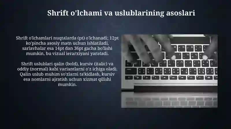 Shrift o'lchami va uslublarining asoslari 3