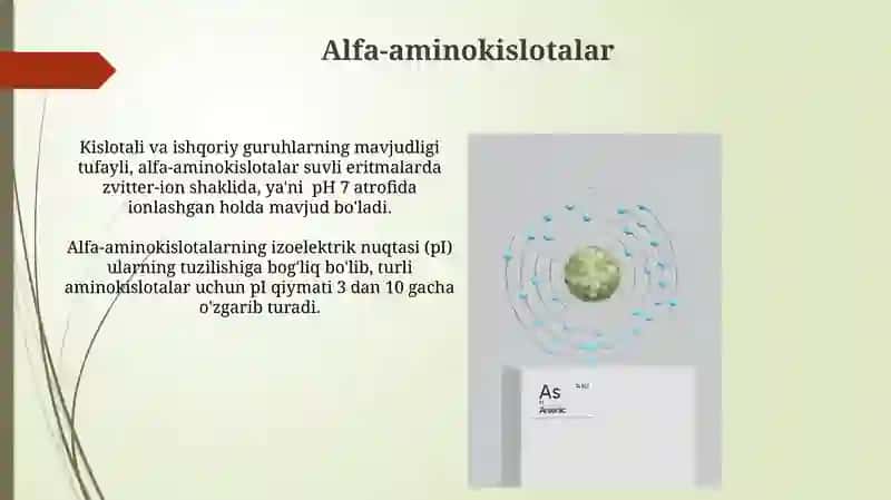 Aminokislotalar. Amfoterlik kislota-asoslik xossalari 3