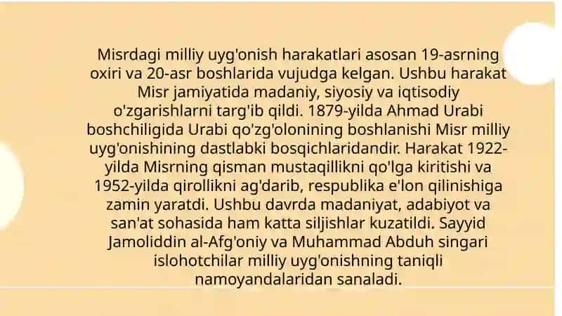 XIX asr ohirgi choragida Misrdagi siyosiy vaziyatlar 3
