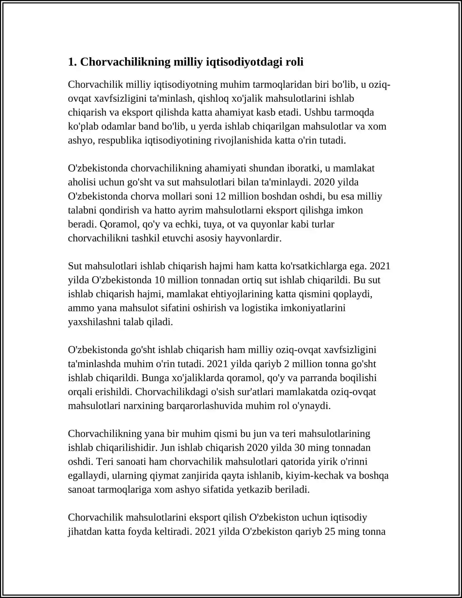 CHORVACHILIKNI HALQ HÒJALIGIDAKI AHAMYATI 3