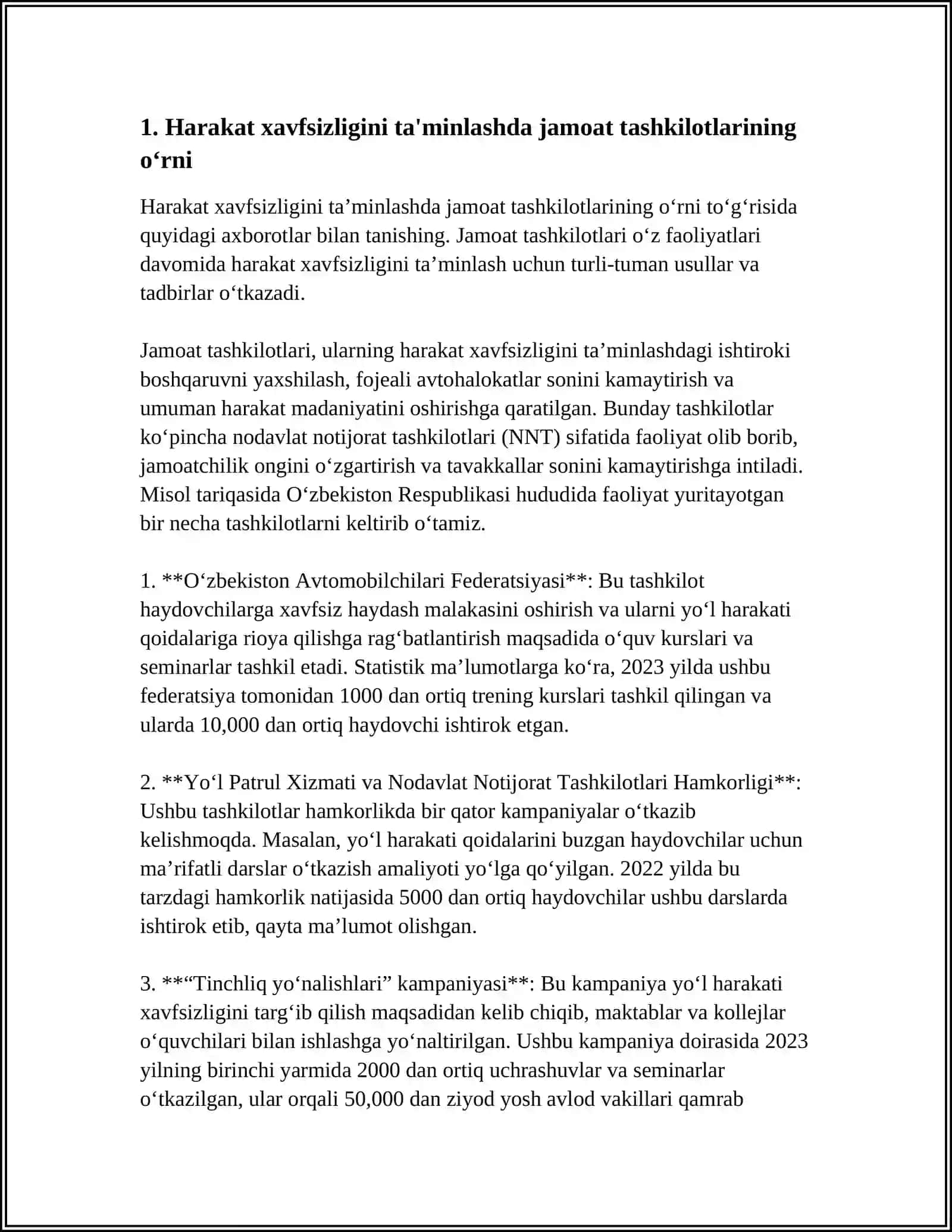 HARAKAT XAVFSILIGINI TAMINLASH JAMOAT TASHKILOTLARINI VAZIFASI 3