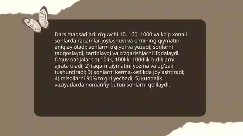 Boshlangʻich sinflarda 10, 100, 1000 va koʻp xonali sonlar ustida nomanfiy butun sonlarni nomerlashga oʻrgatish metodikasi 3
