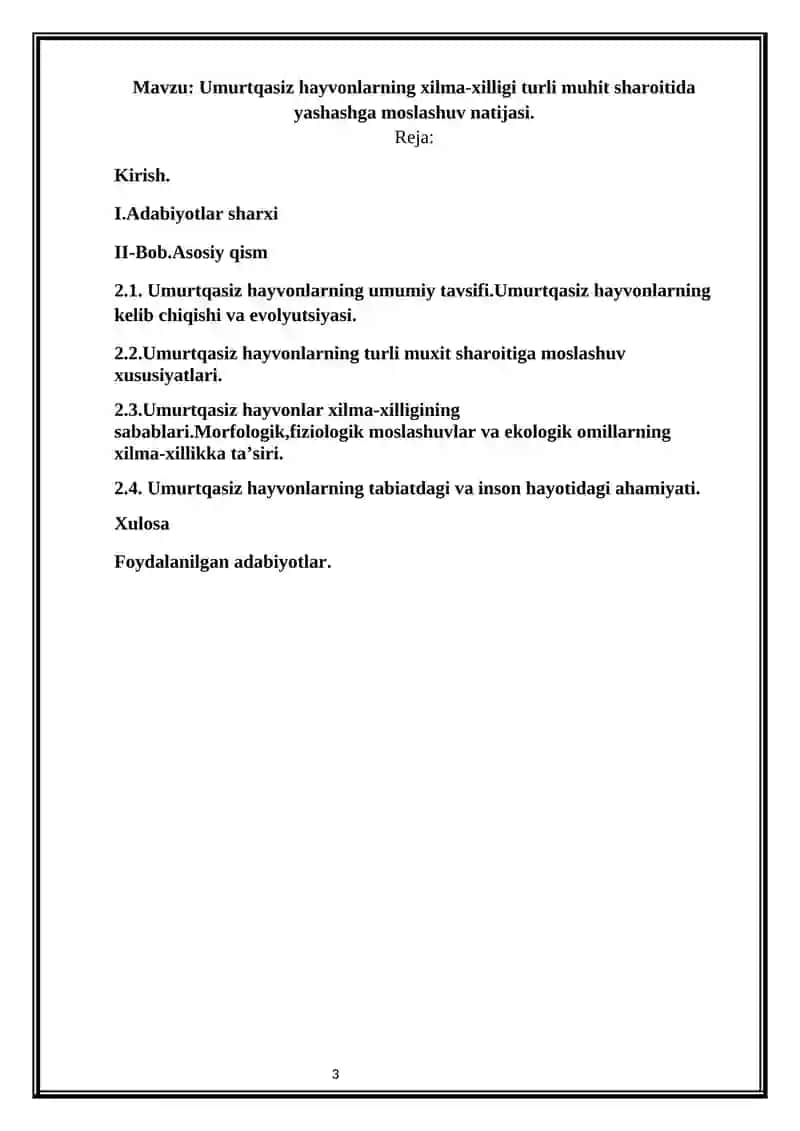 Umurtqasiz xayvonlarning xilma-xilligi 3