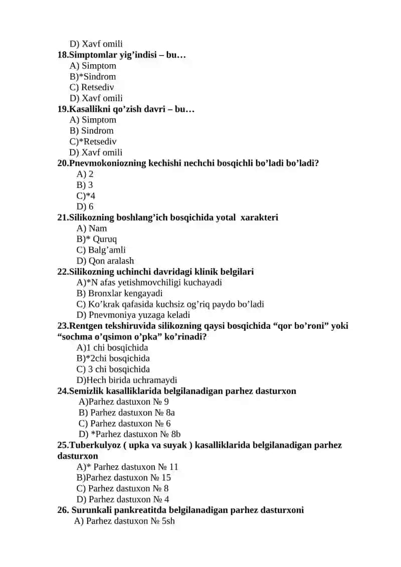 STOMATOLOGIYA TEST SAVOLLARI 3