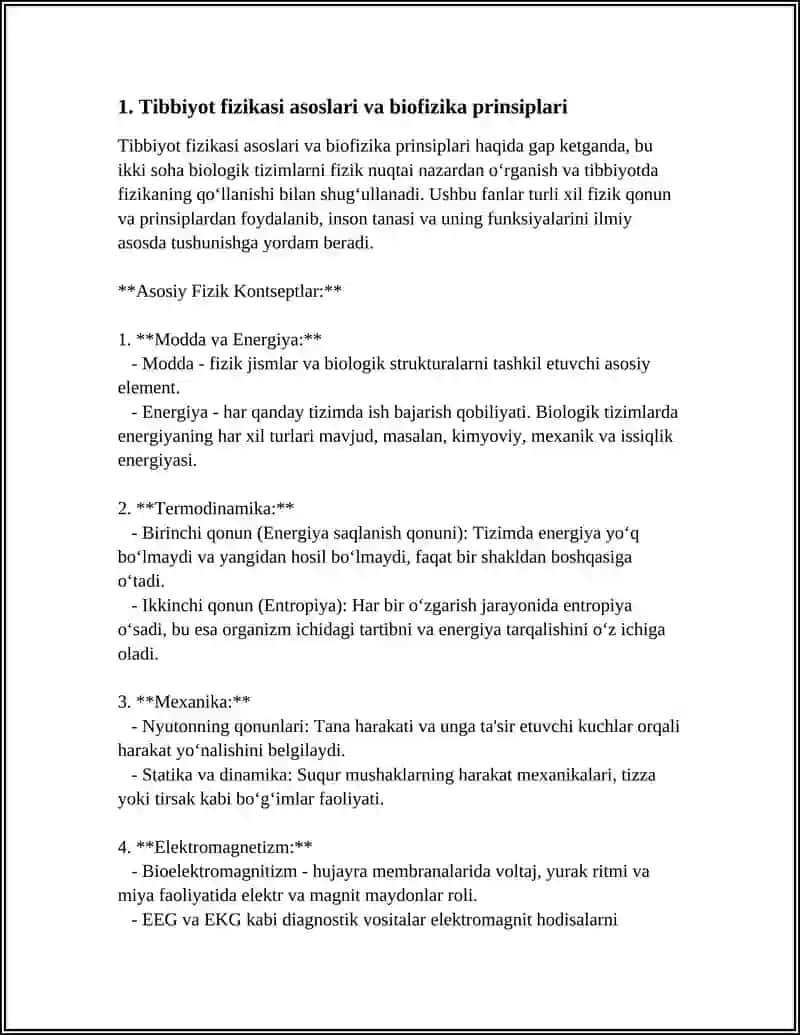 Tibbiyot fizikasi asoslari va biofizika prinsiplari 3