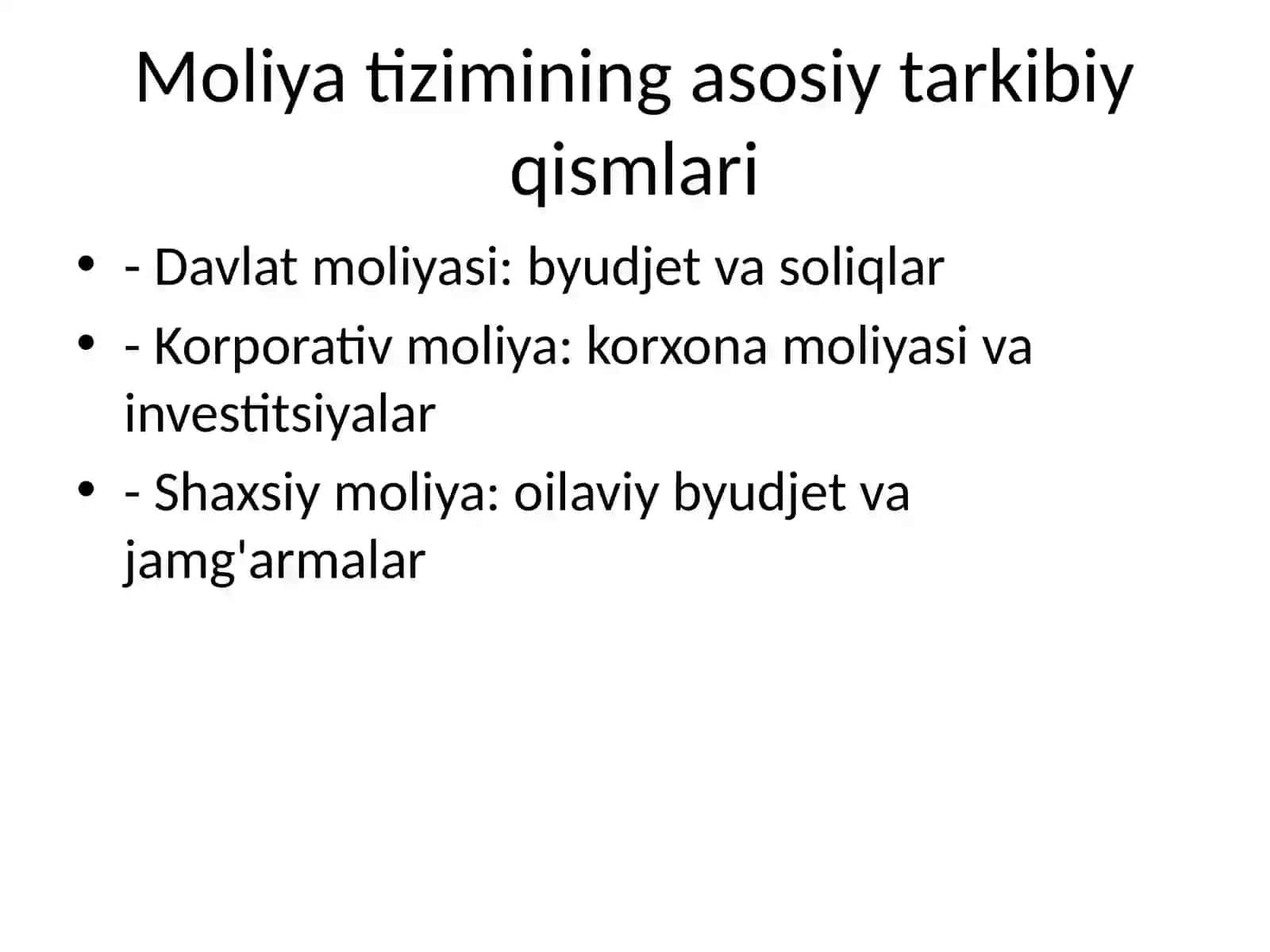 Moliya Asoslari Faniga Kirish 3