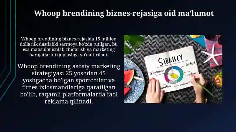 Whoop brendining biznes-rejasi haqida va ushbu brendining shakllanishi 3