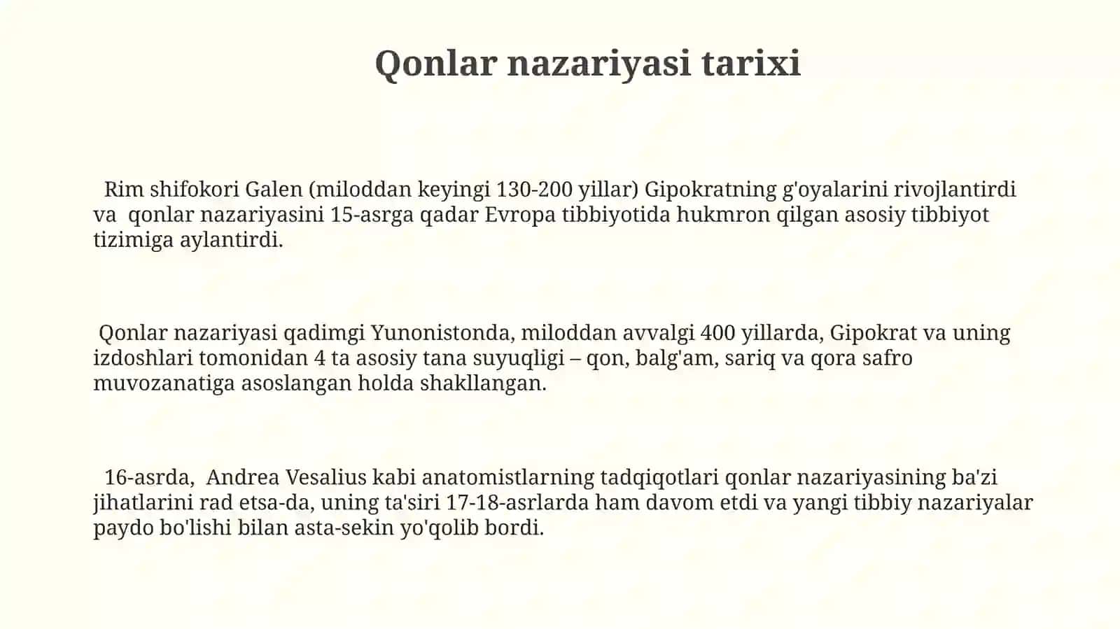 Kasalliklar va inson mijozlari paydo bòlishininggumoralnazariaysi 3