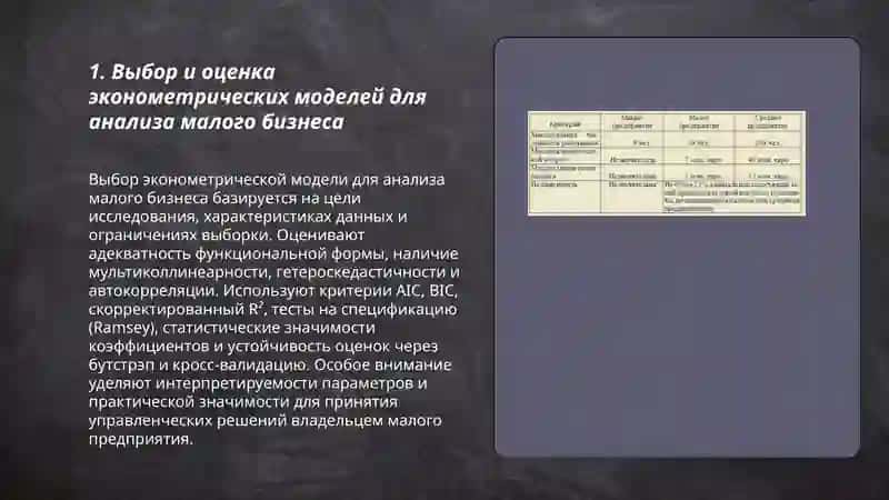 Использование эконометрических моделей при анализе деятельности субъектов малого бизнеса и частного предпринимательства 3