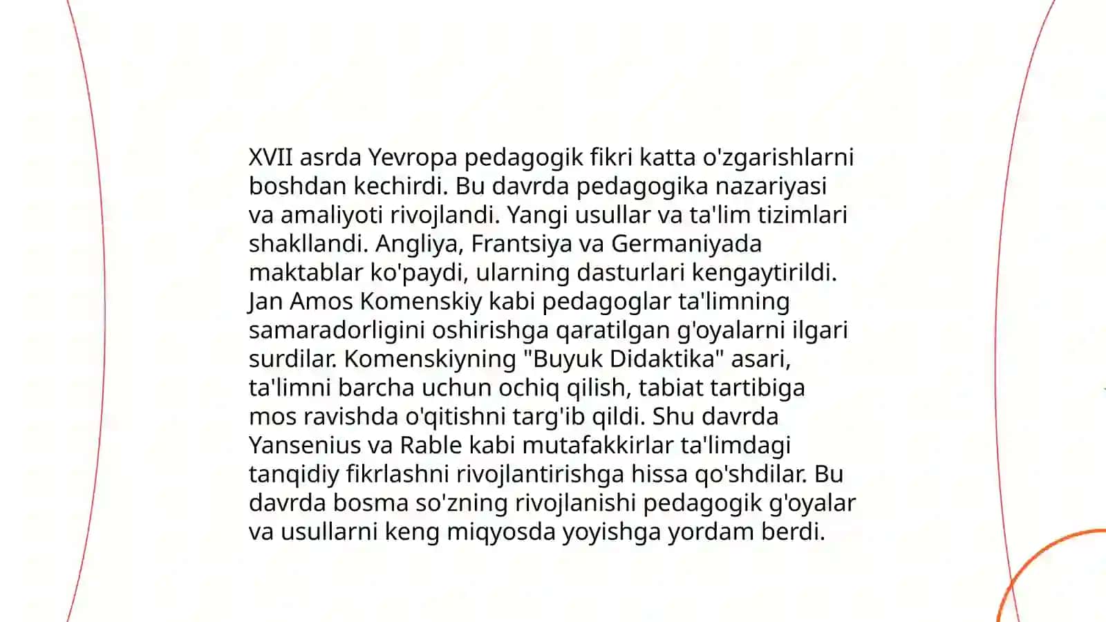 XVII asrdan XX asrning birinchi yarmigacha taʼlim, maktab va pedagogik gʻoyalarning rivojlanishi 3