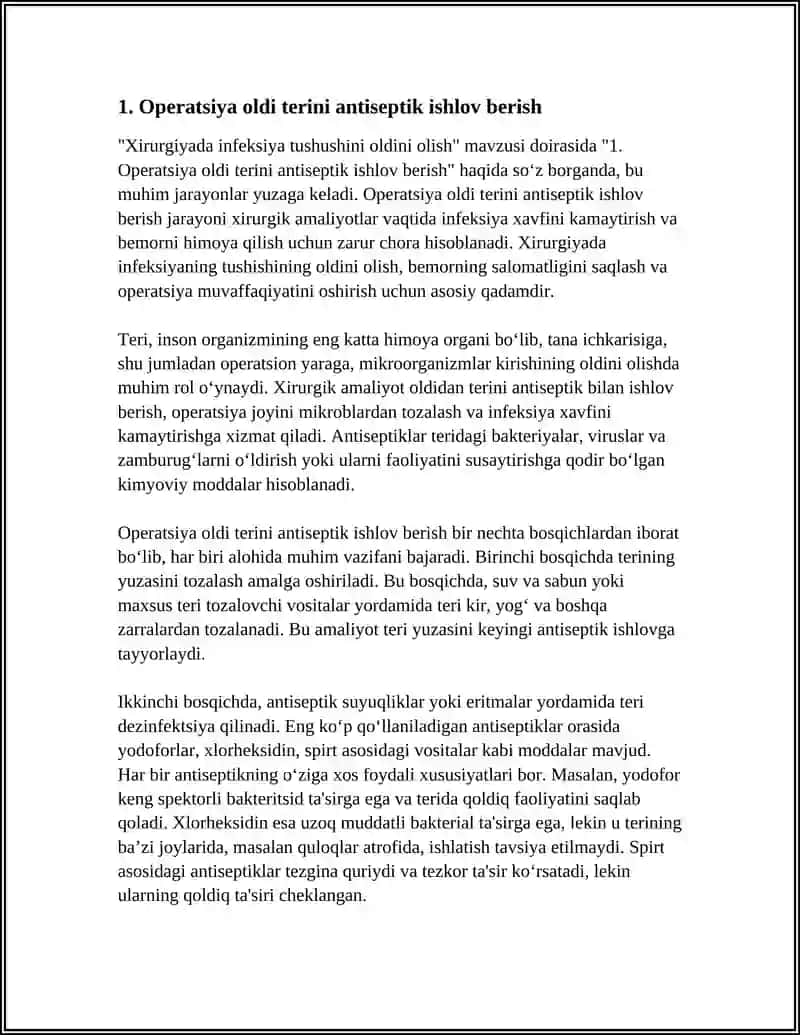 XIRURGIYADA INFEKSIYA TUSHUSHINI OLDINI OLISH 3