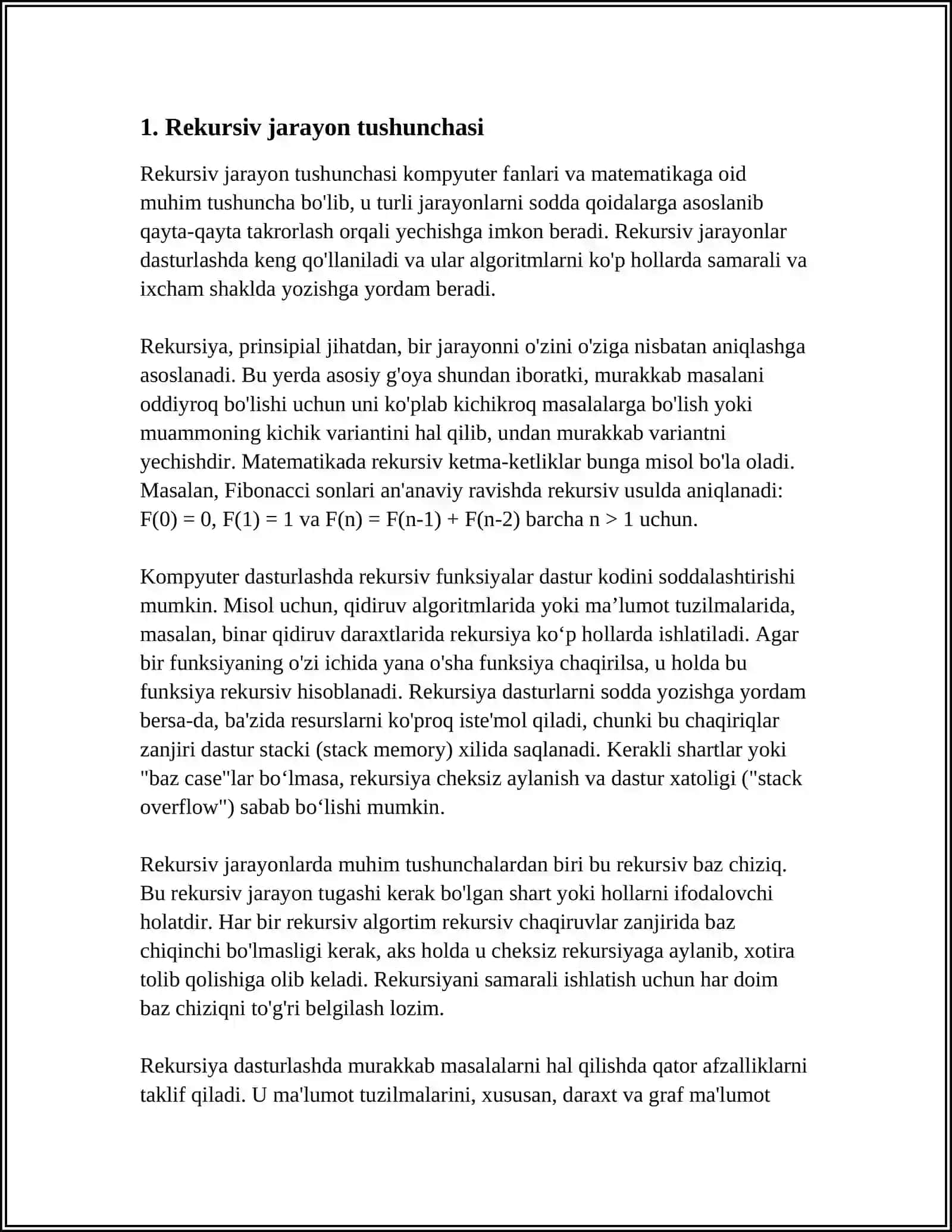 REKRUSIV JARAYONLARNI TASHKIL ETISH 3