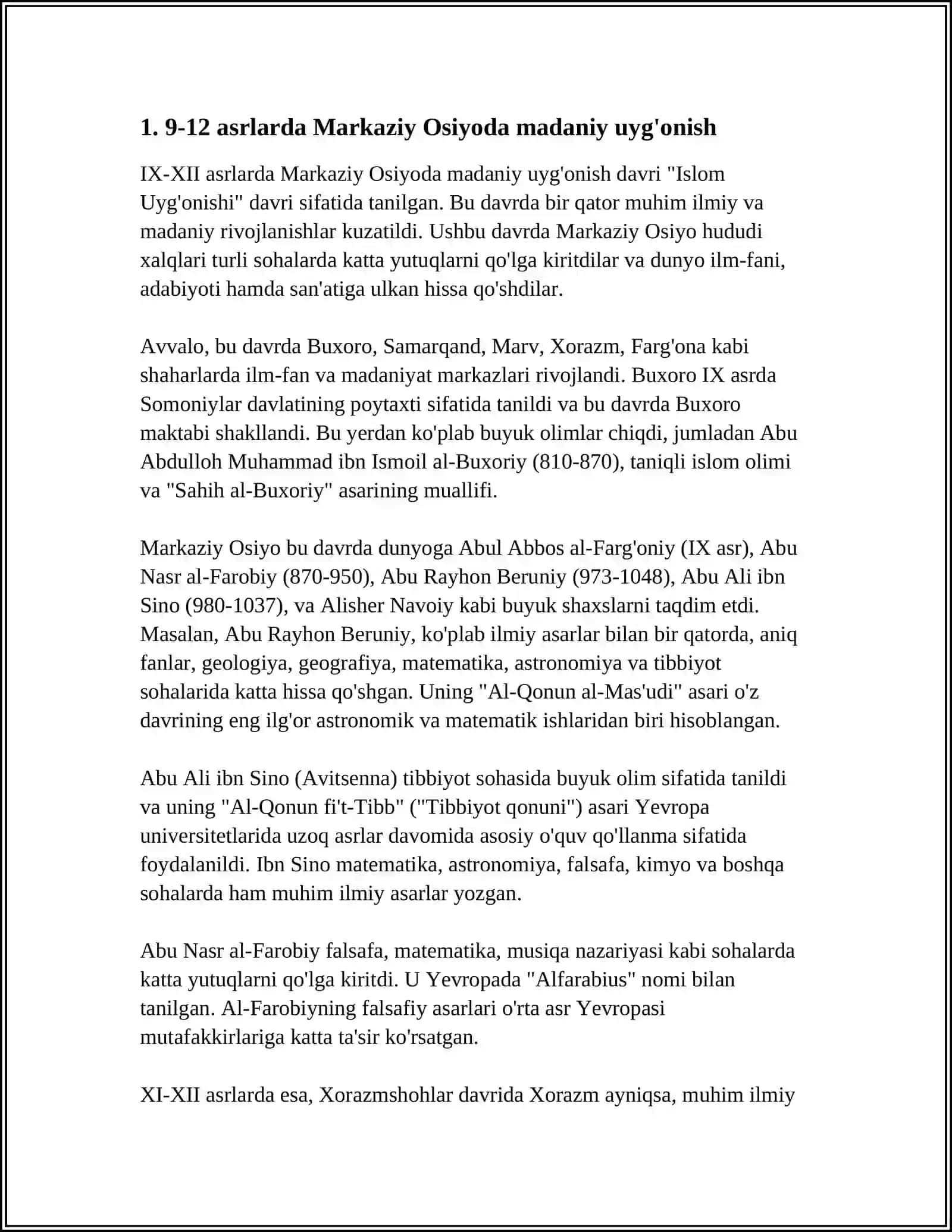 9-12 asrlarda Mamlakatimiz hududida ro'y bergan madaniy uyg'onish 3