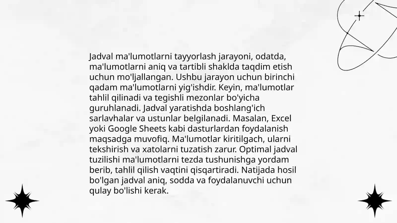 Jadval ma'lumotlar va ularni qayta ishlash dasturlari 3