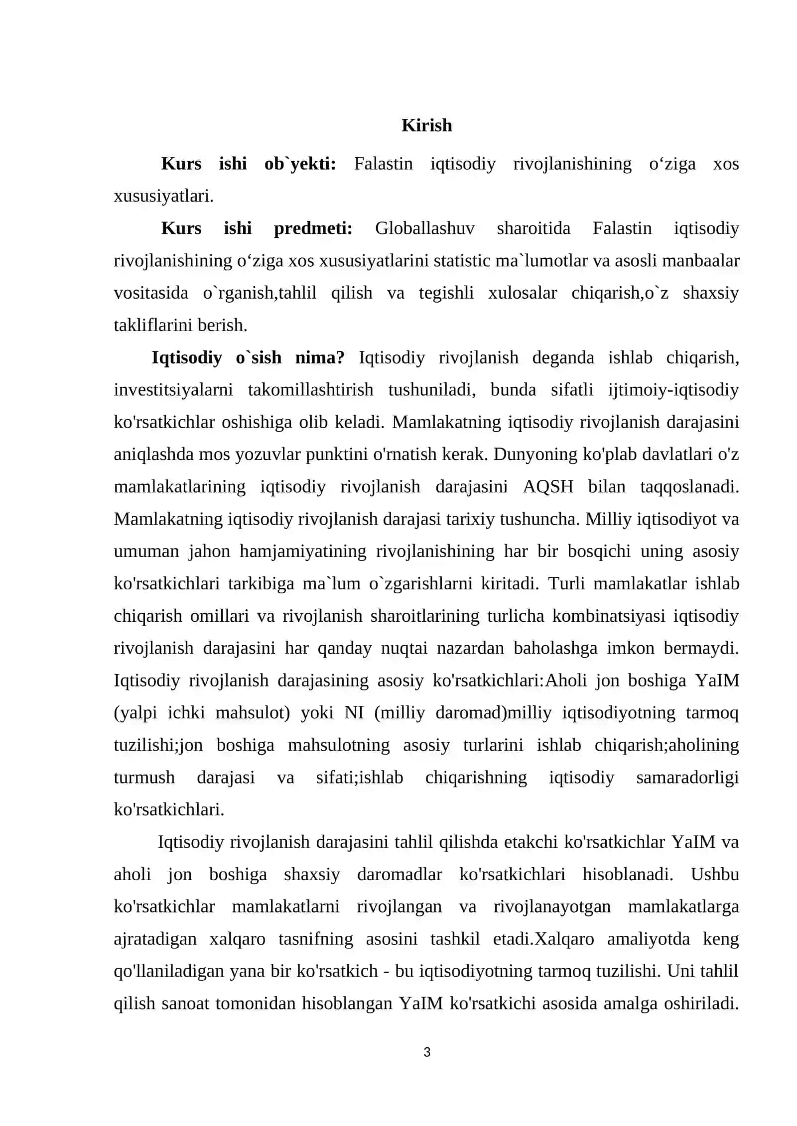 Globallashuv sharoitida Falastin iqtisodiy rivojlanishining o‘ziga xos xususiyatlari 3