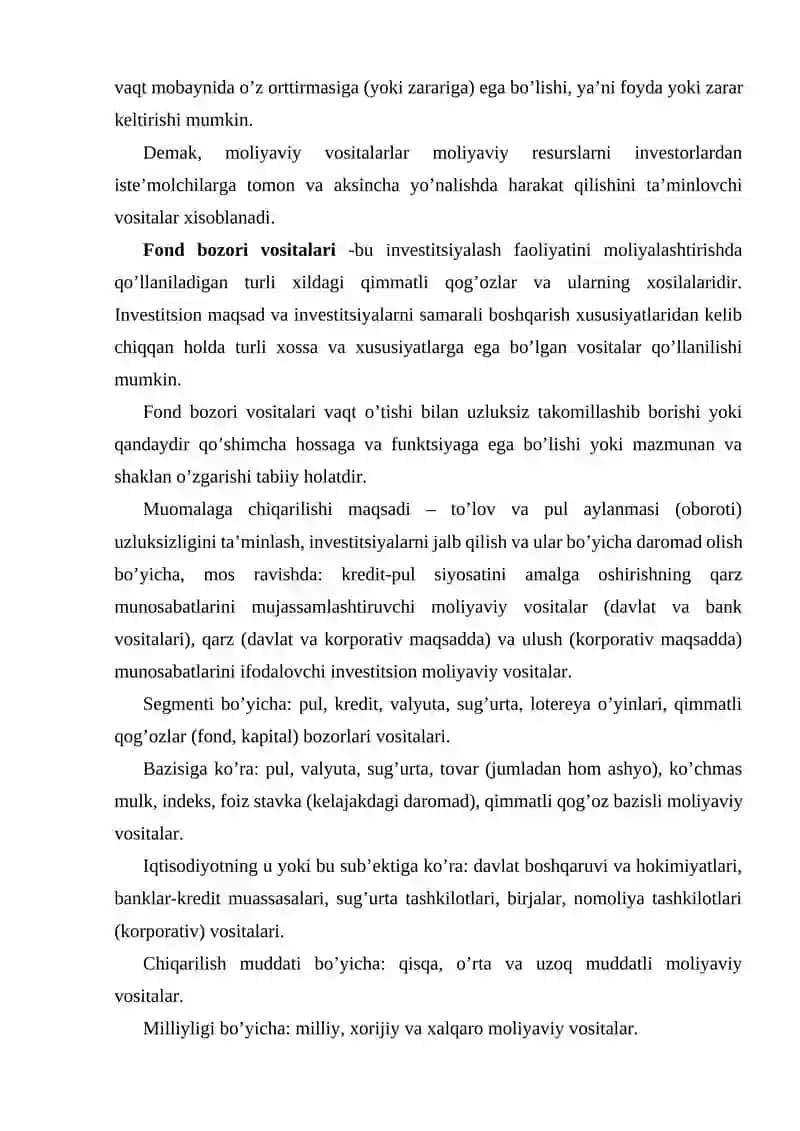 Moliyaviy vositalarning mohiyati va ahamiyati 3