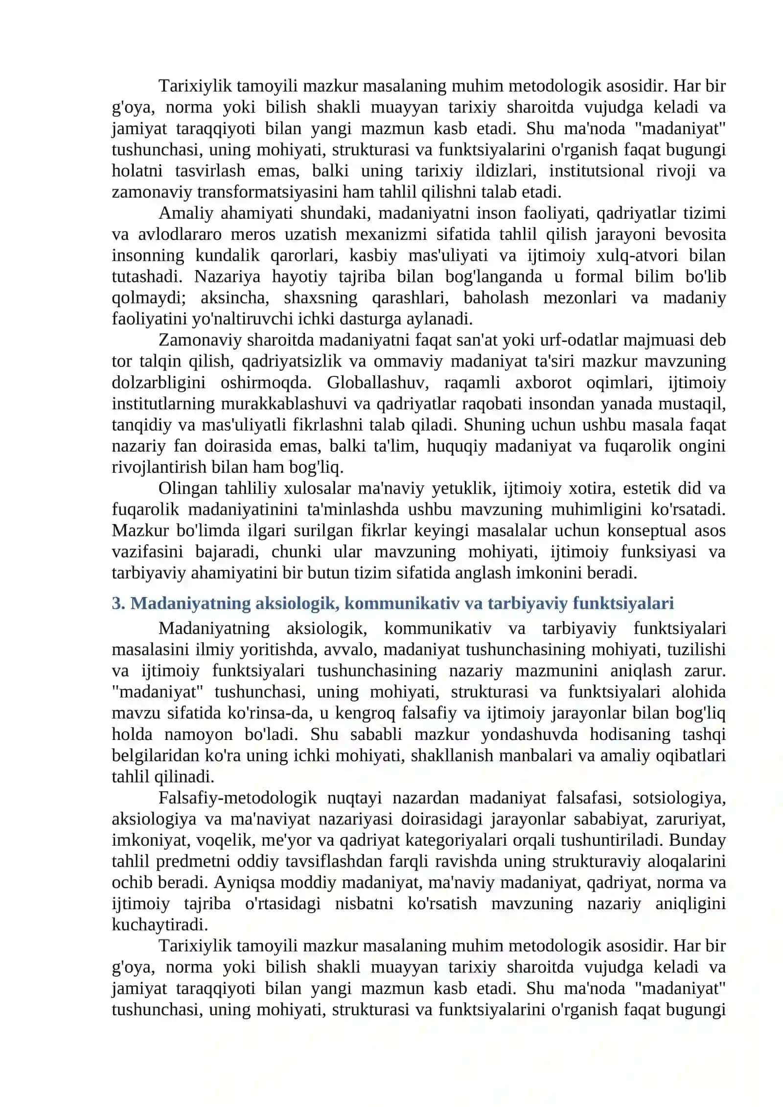 "MADANIYAT" TUSHUNCHASI, UNING MOHIYATI, STRUKTURASI VA FUNKTSIYALARI 3