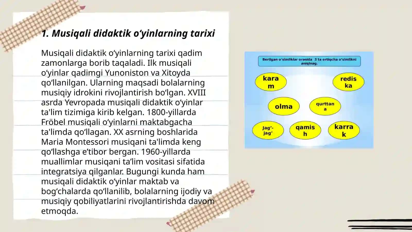 Musiqali didaktik oʻyinlar 3