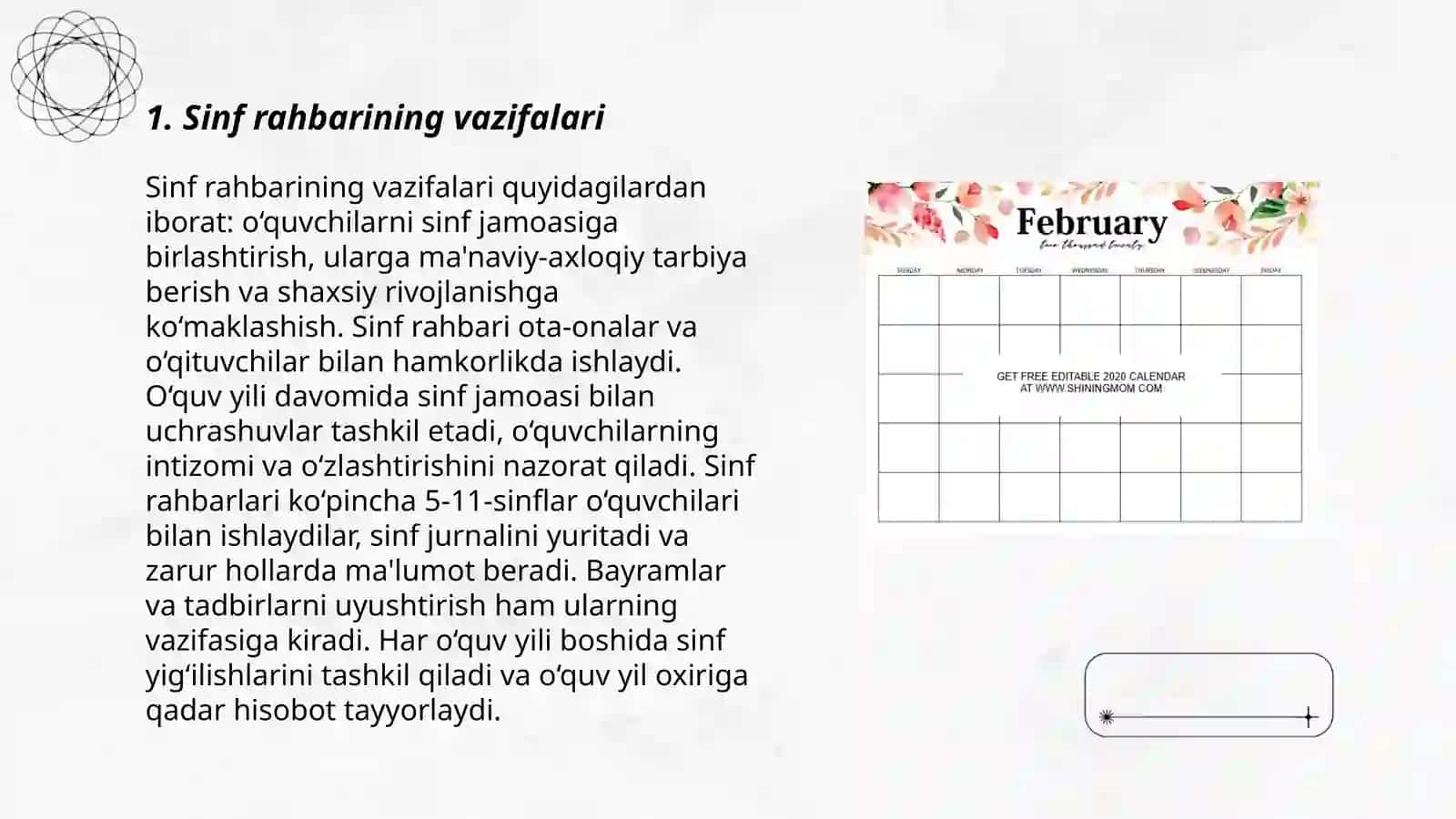 Sinfdan tashaqari taqvim rejasini tuzish 3