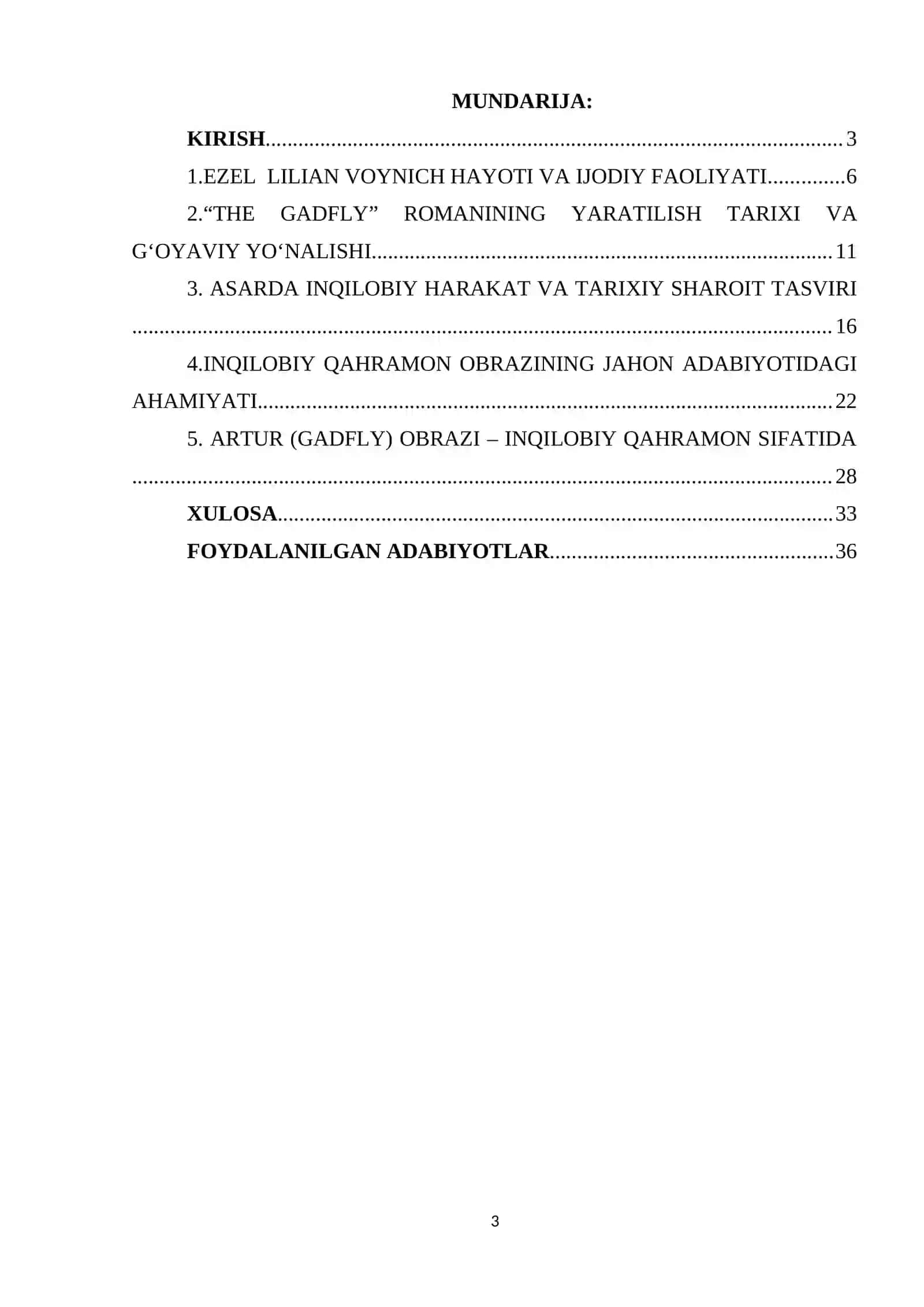 "E.L. VOYNICHNING "THE GADFLY" ASARIDA INQILOBIY QAHRAMON OBRAZI" KURS ISHI 3