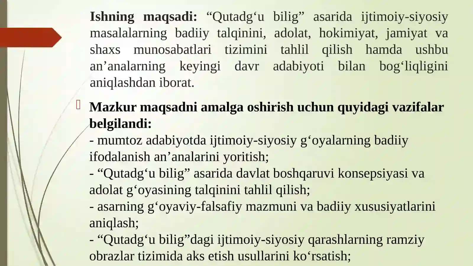 OʻZBEK MUMTOZ NASRIDA               IJTIMOIY-SIYOSIY MASALALAR BADIIY TALQINI (“QUTADGʻU BILIG” ASARI TALQINIDA) 3