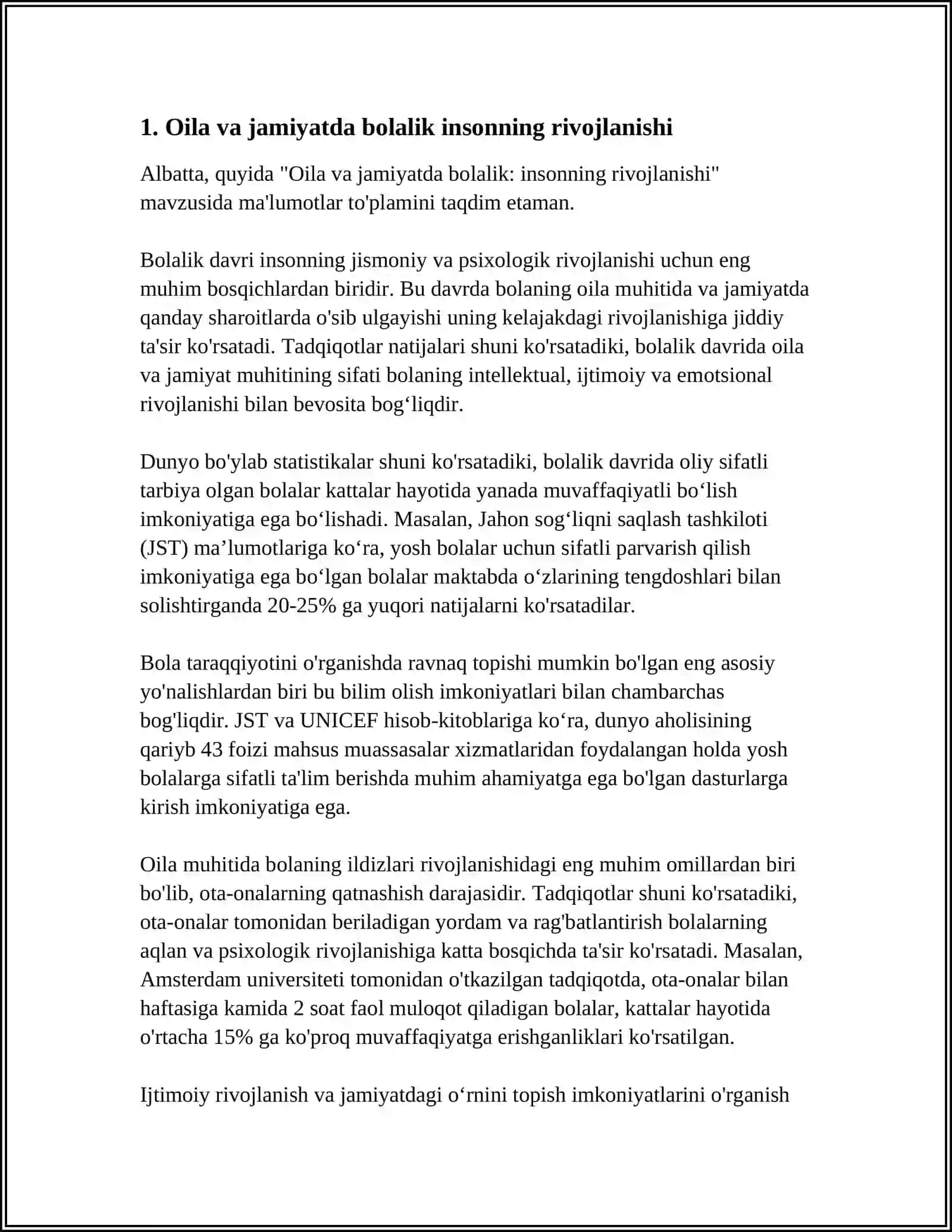BOLALIK INSONNING IJTIMOIY HAYOT MEʼYYORLARINI EGALLAY BOSHLASH DAVRI 3