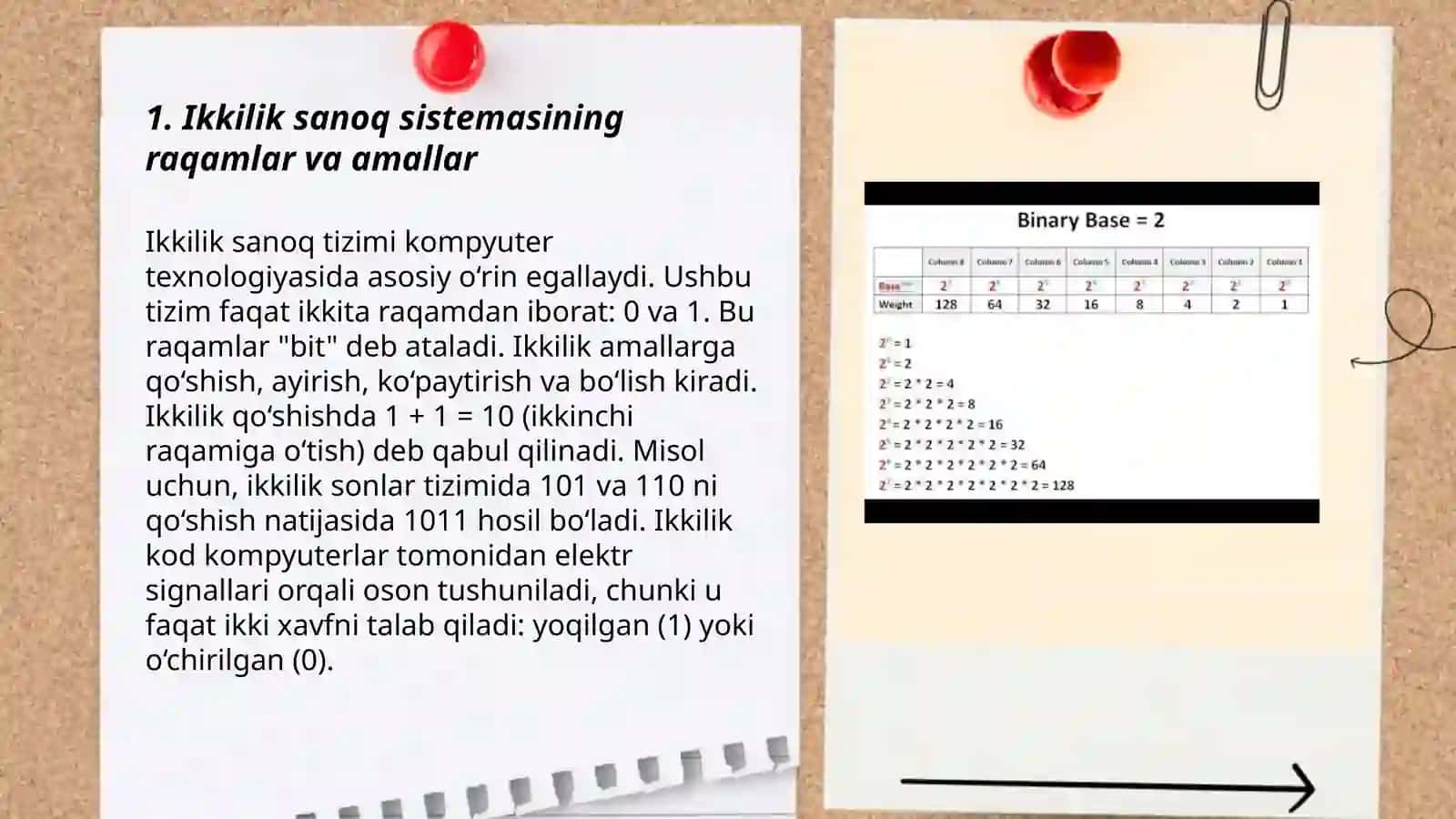 Ikkilik sanoq sistemasining tadbiqi 3