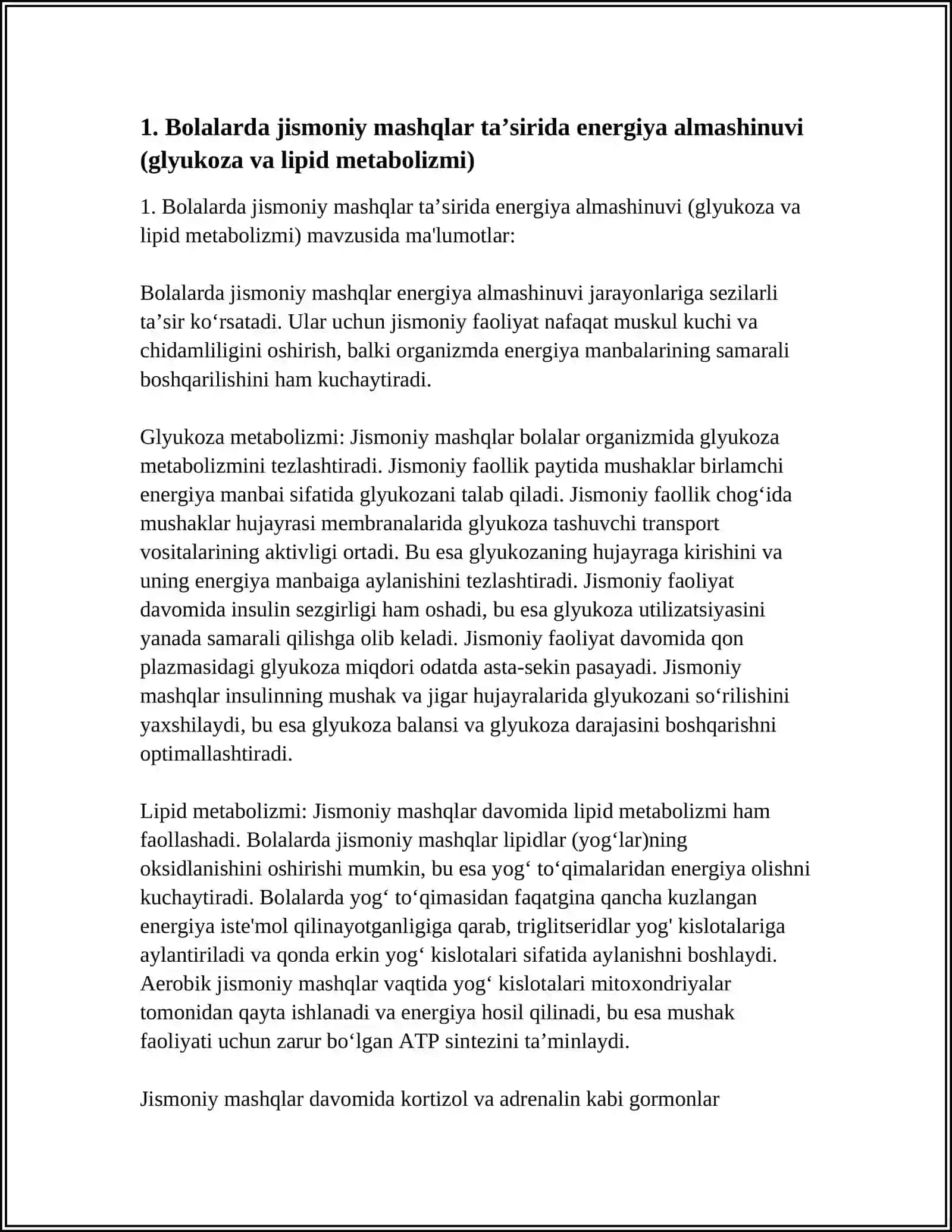 HAR XIL YOSHDAGI INSONLAR BILAN JISMONIY MASHG‘ULOT USULLARINING BIOKIMYOVIY ASOSLARI 3
