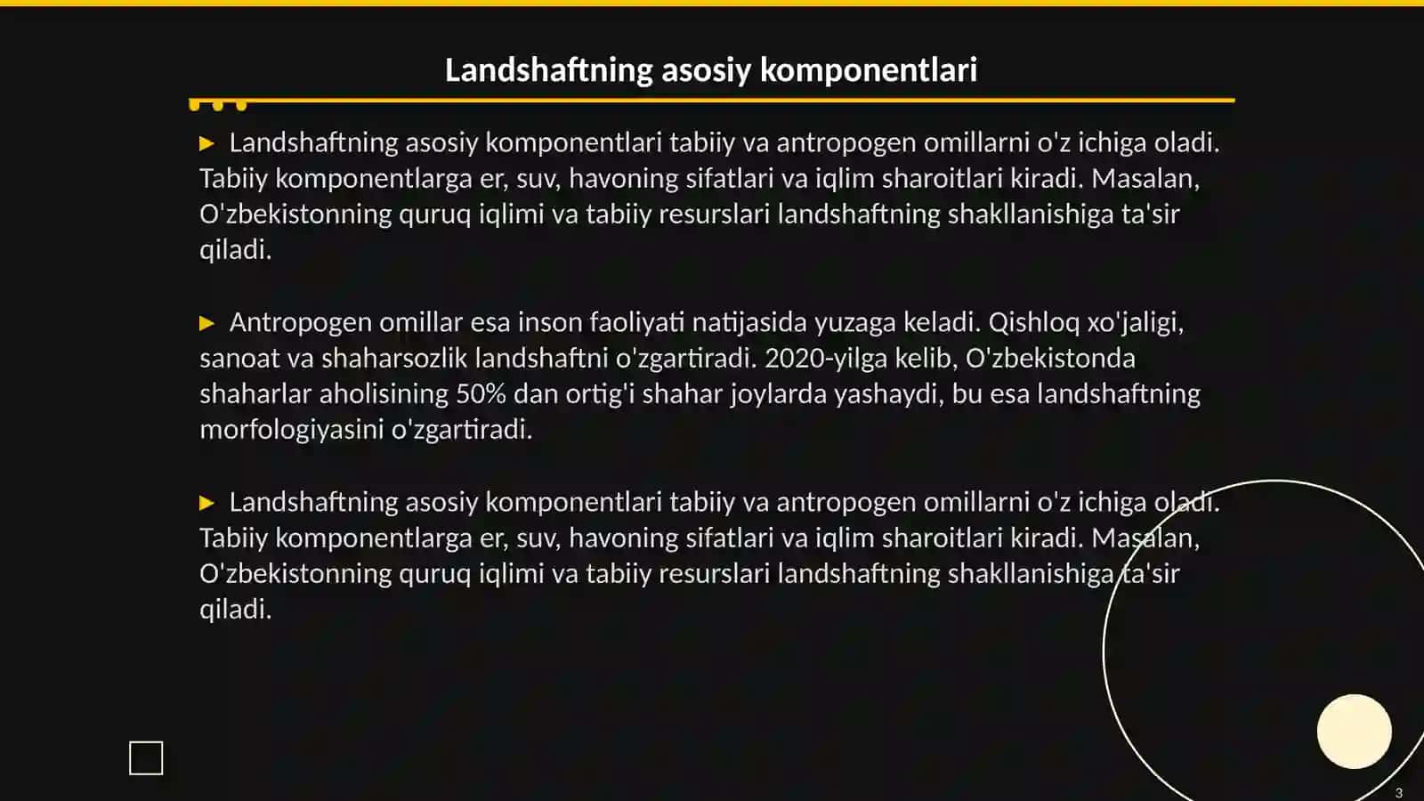 Landshaft komponentlari va morfologik qismlari 3