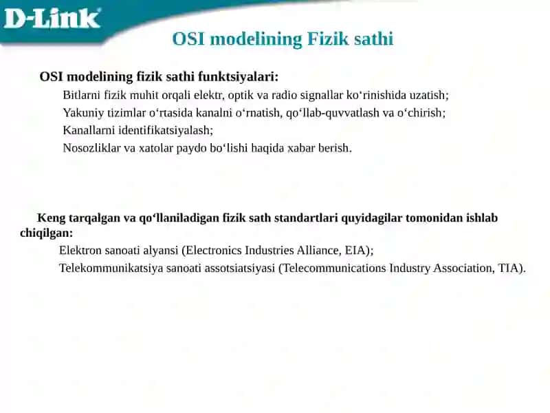 OSI modelining  Fizik sathi 3
