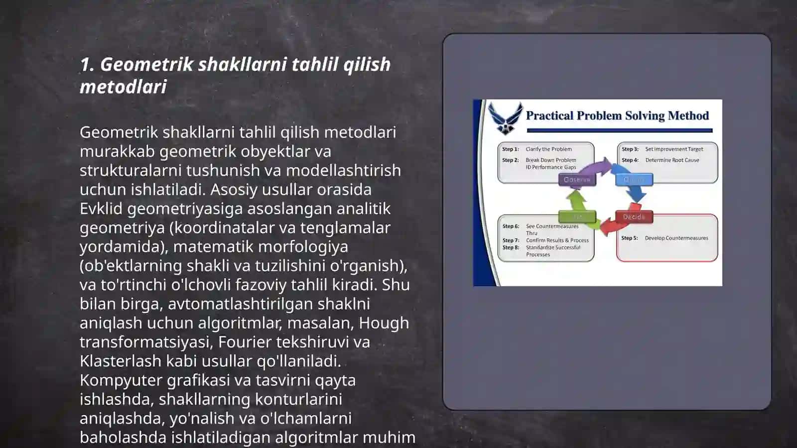 Geometrik masalalar yechish metodlari haqida 3