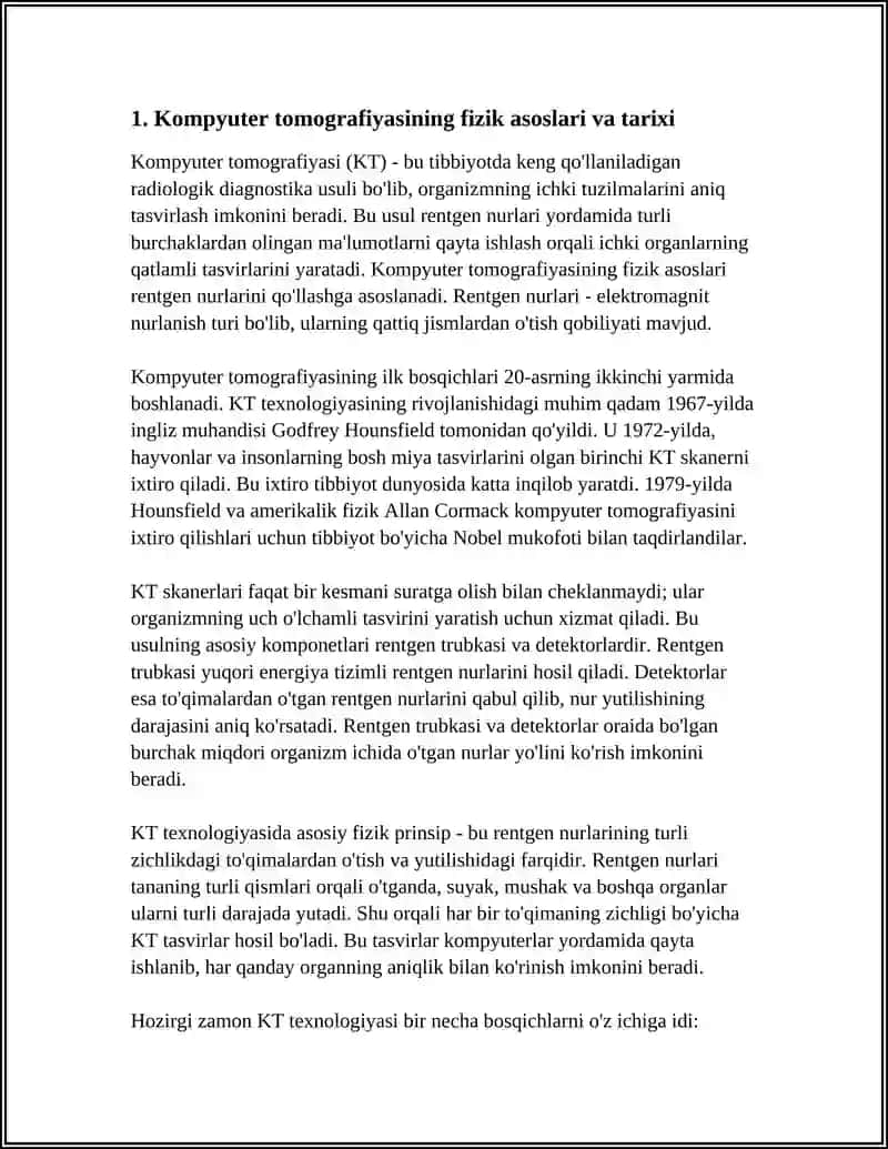 Kompyuter tomografiyasi va uni ishlashning fizik asoslari 3