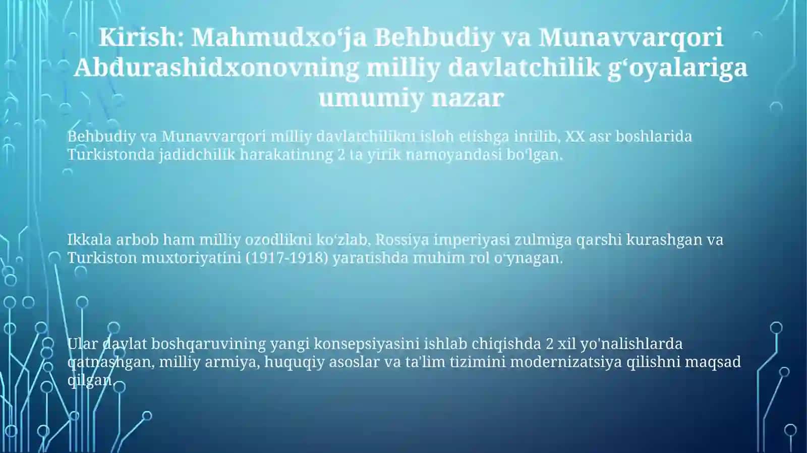 Mahmudxo'ja Behbudiy va Munavvarqori Abdurashidxonovlarning milliy davlatchilik g‘oyalari 3