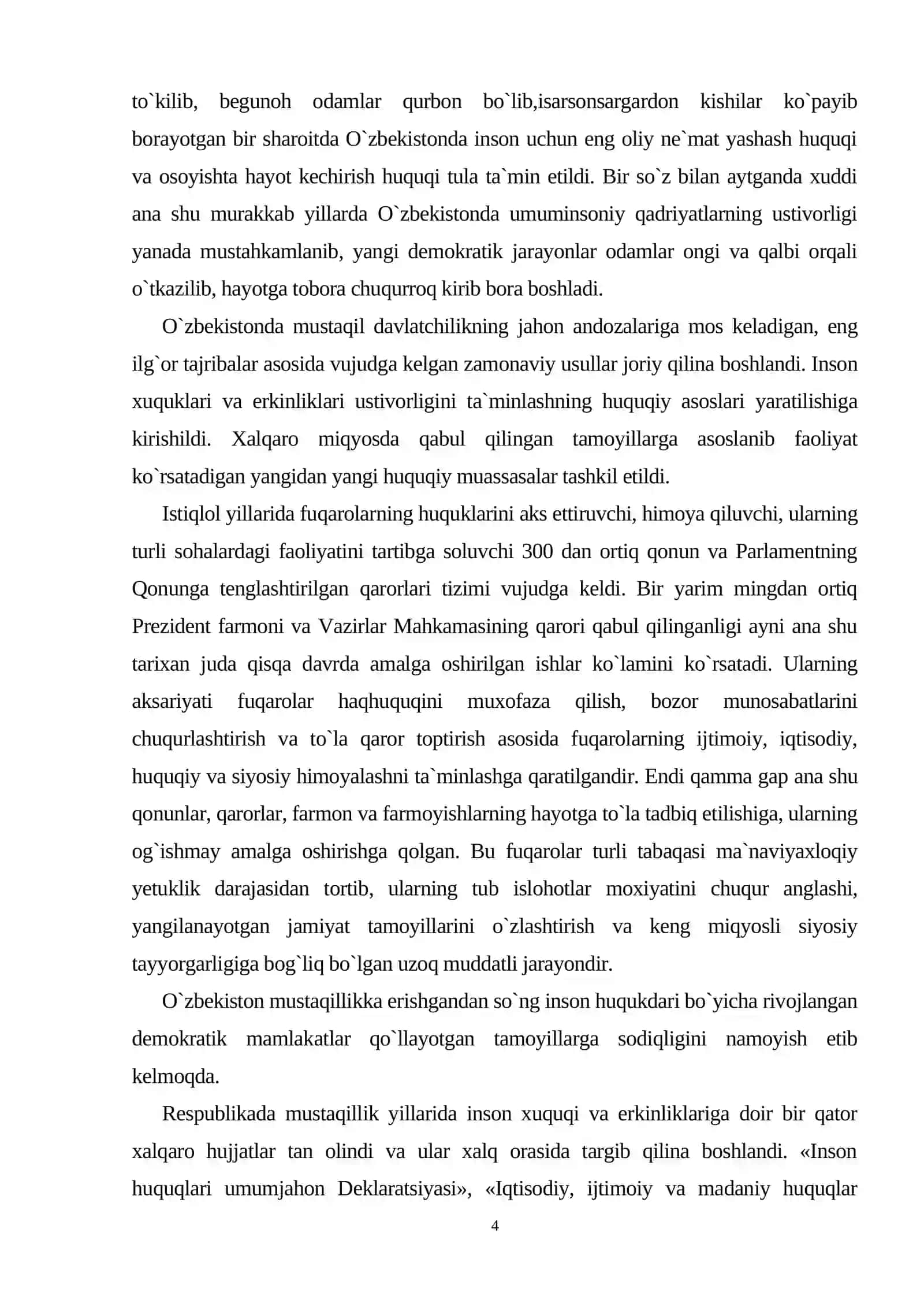 O`zbekistonda inson huquqlari va erkinliklari kafolatining yaratilishi 3