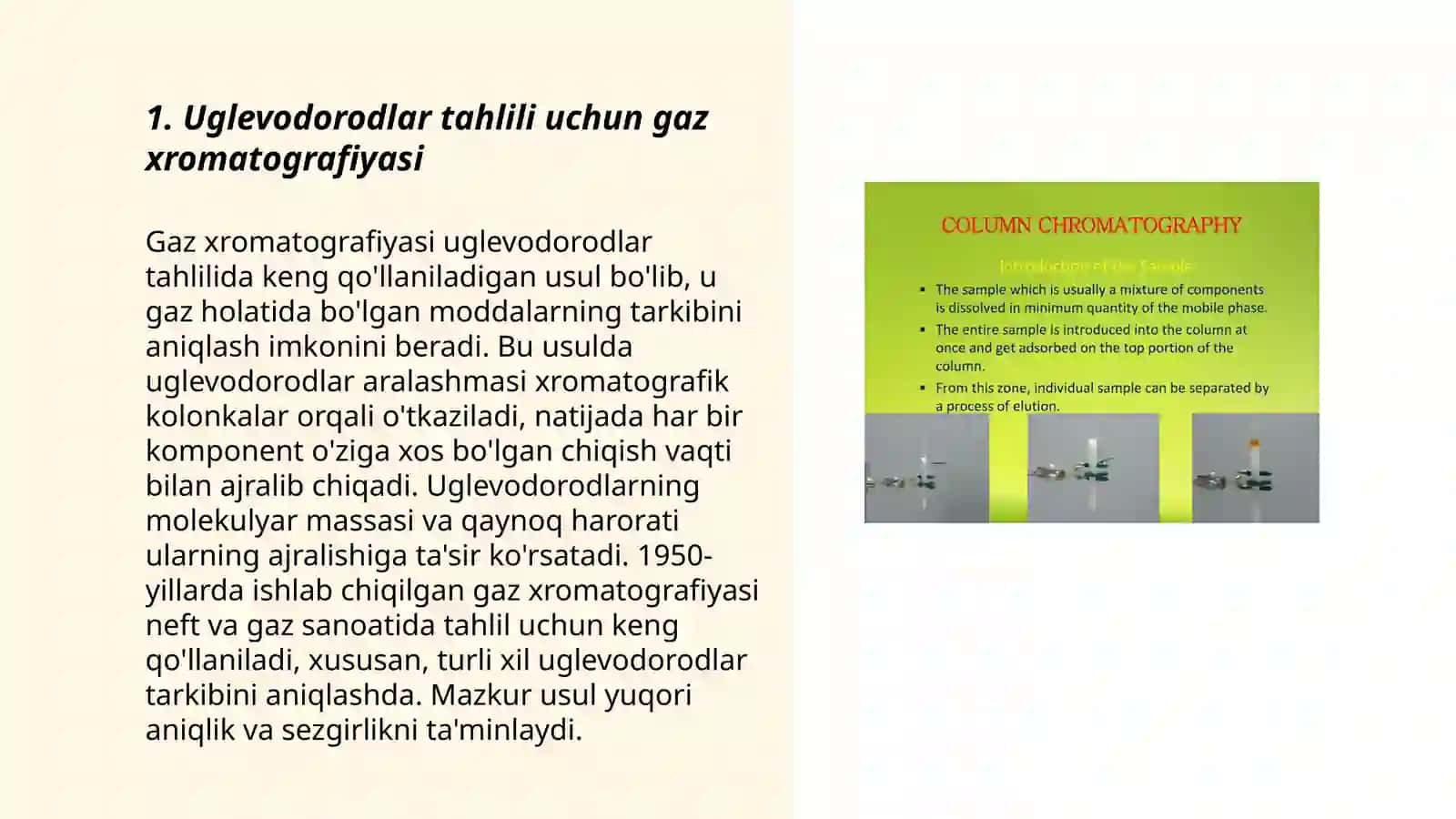 Uglevodorodlarning tahlilida xromotografiya usullarining qoʻllanilishi 3