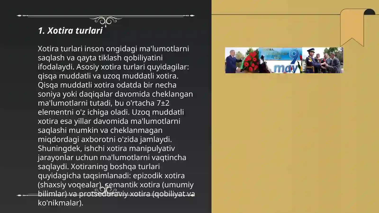 Xotira turlari va uning jarayonlari 3