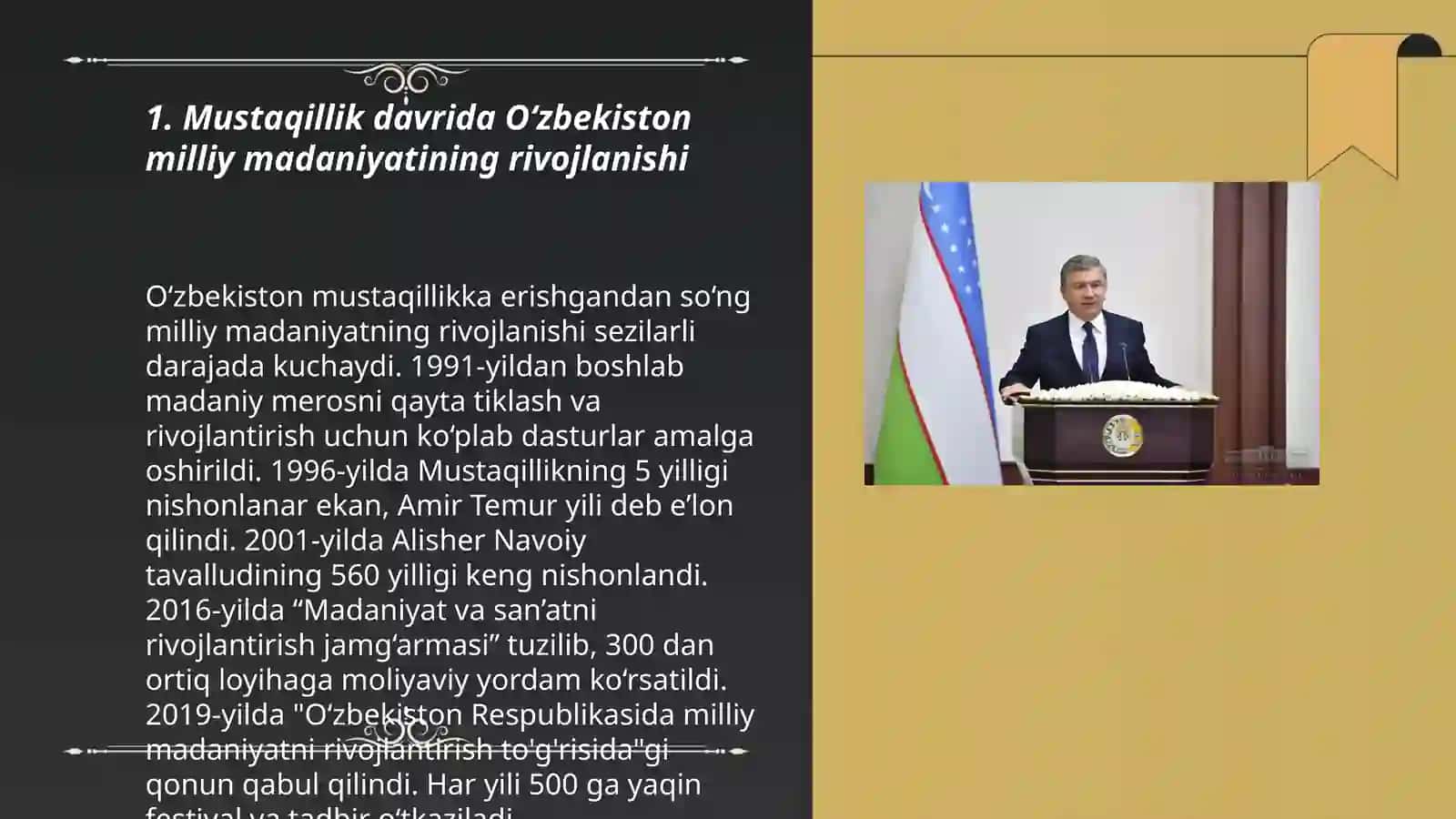 Mustaqillik yillaridagi O'zbekistondagi ma'naviy va madaniy taraqqiyot 3