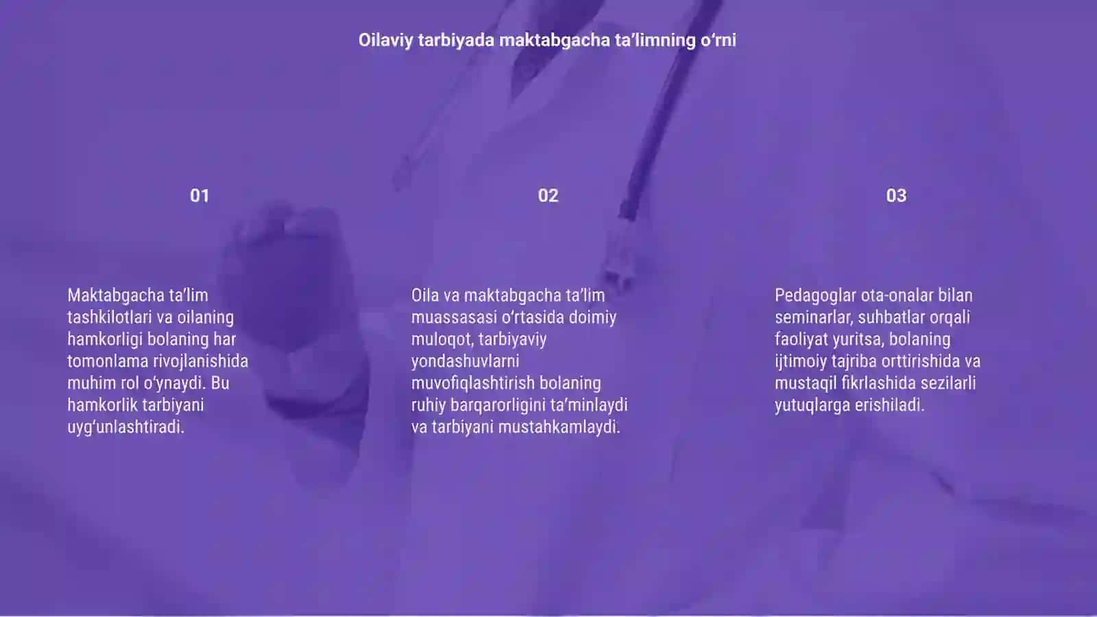 Maktabgacha taʼlim tashkilotining oila bilan ishlash shakllari 3