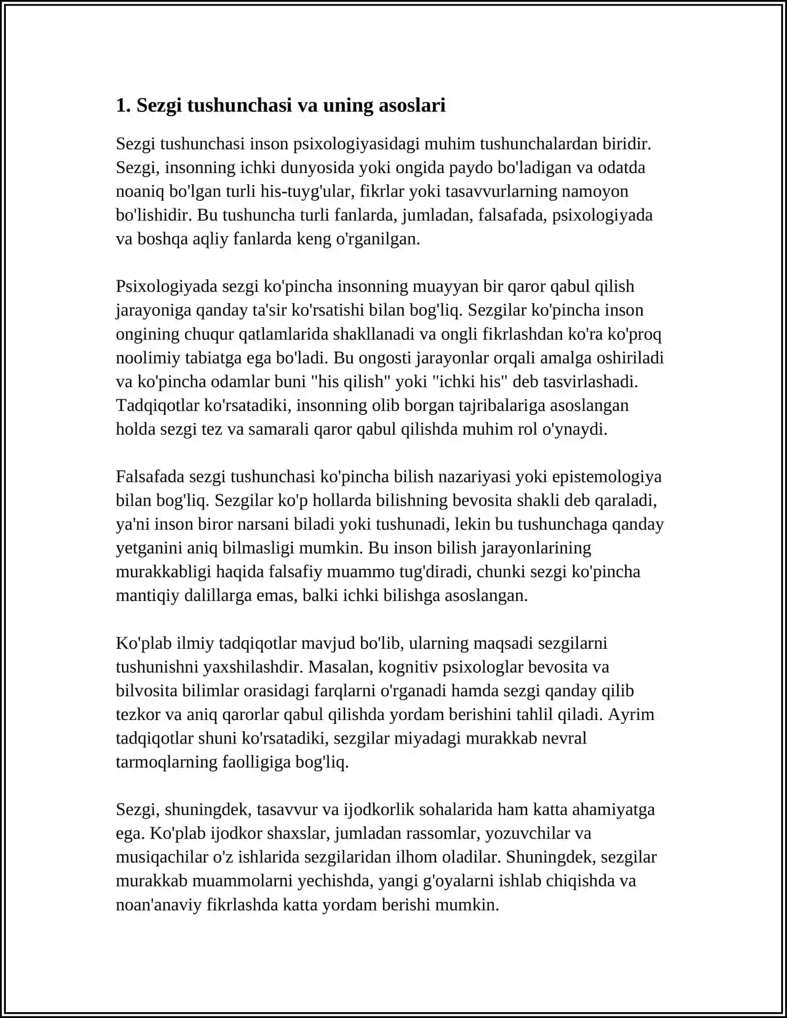 SEZGI HAQIDA TUSHUNCHA( ORBELLI, BERNSHTEYN TOMONIDAN OʼRGANILGAN PROPRIORETSEPTORLARNI KLASSIFIKATSIYALASH) 3